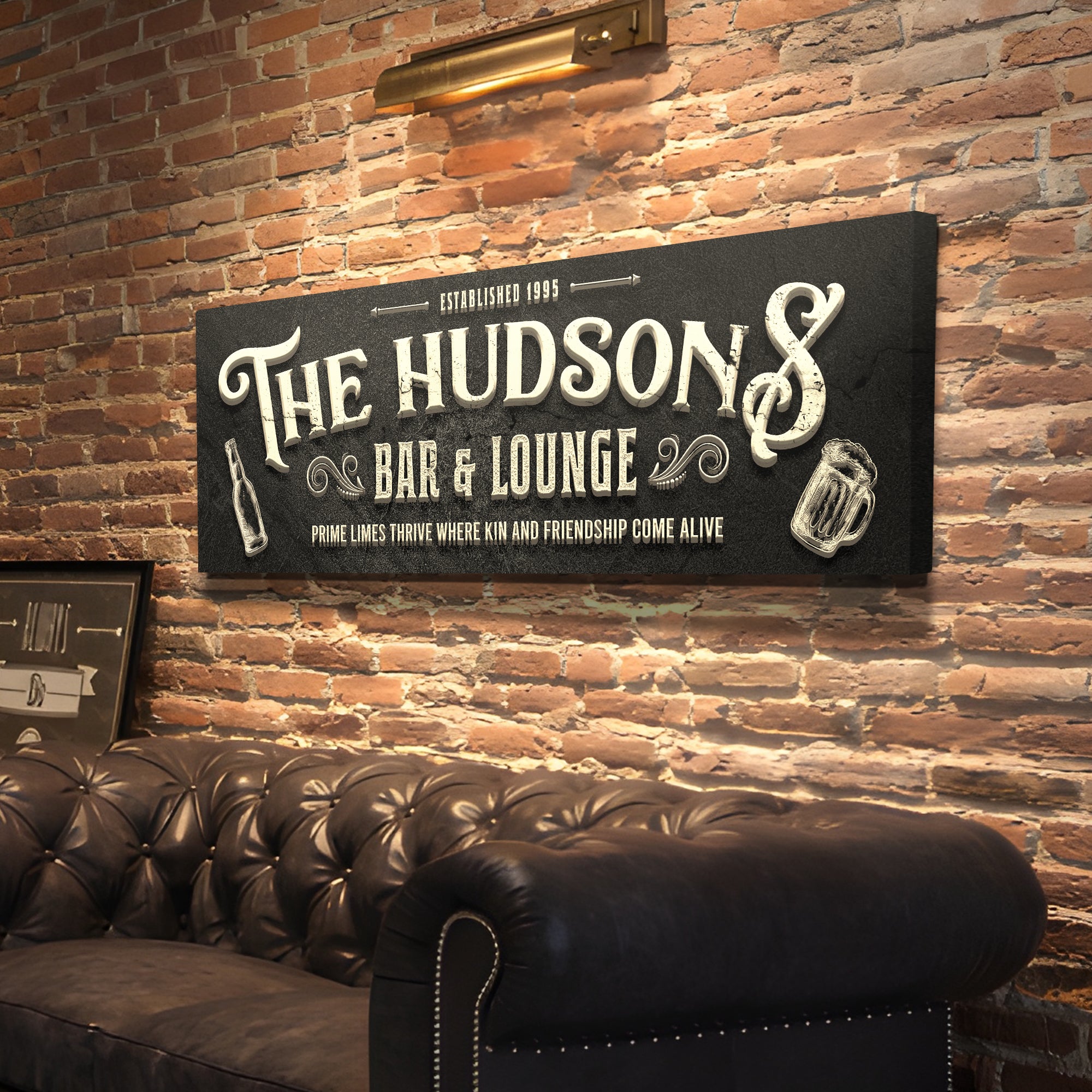 Custom bar and lounge sign, personalized black and white bar sign with ...