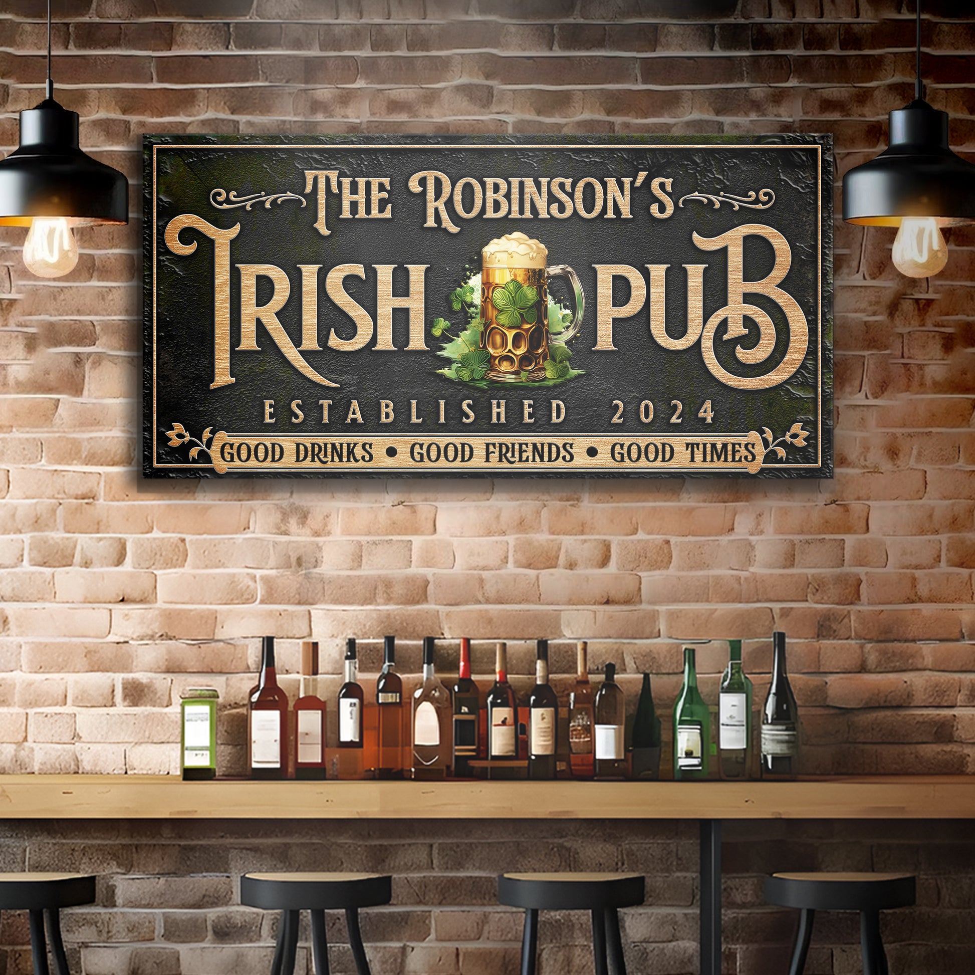 Custom Irish Pub Bar Sign III Style 1 - Image by Tailored Canvases