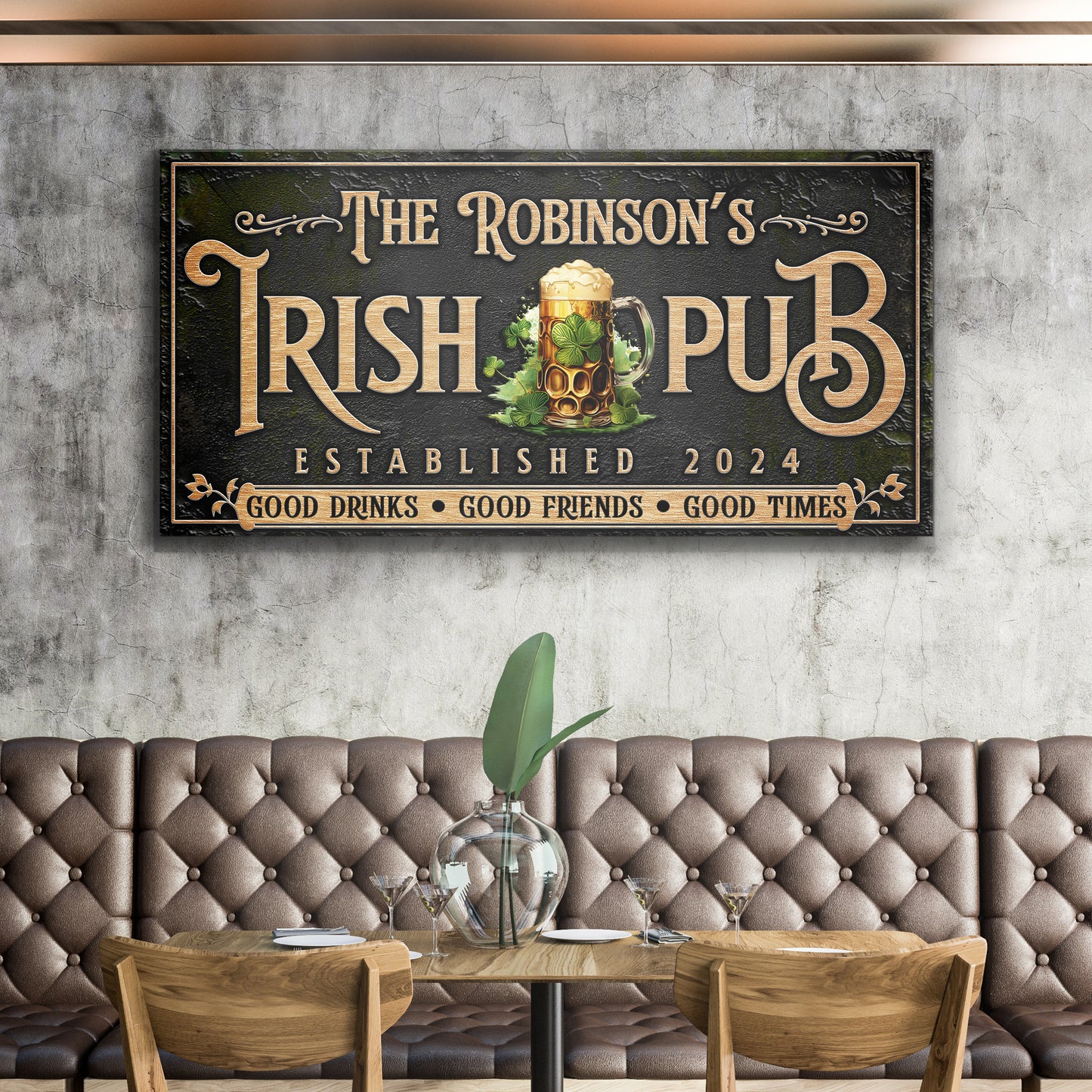 Custom Irish Pub Bar Sign III Style 2 - Image by Tailored Canvases