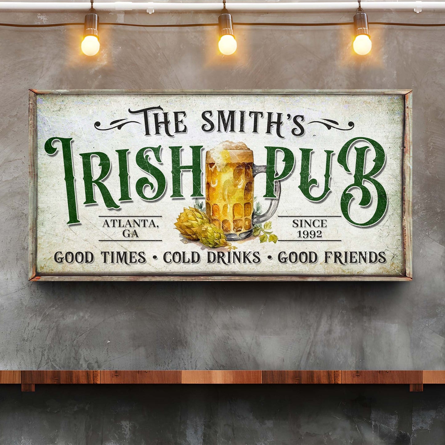 Custom Irish Pub Bar Sign II Style 2 - Image by Tailored Canvases