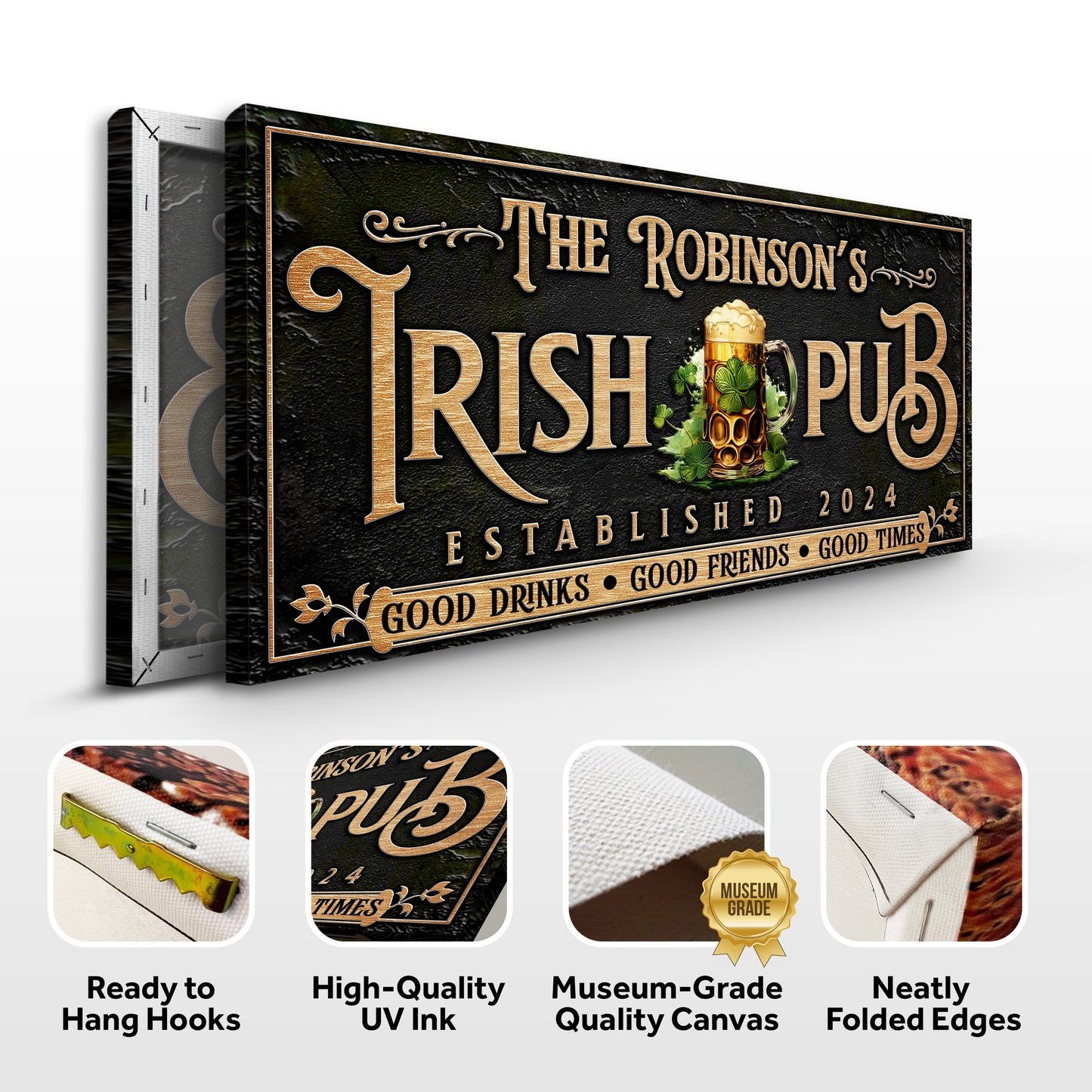 Custom Irish Pub Bar Sign III Specs - Image by Tailored Canvases