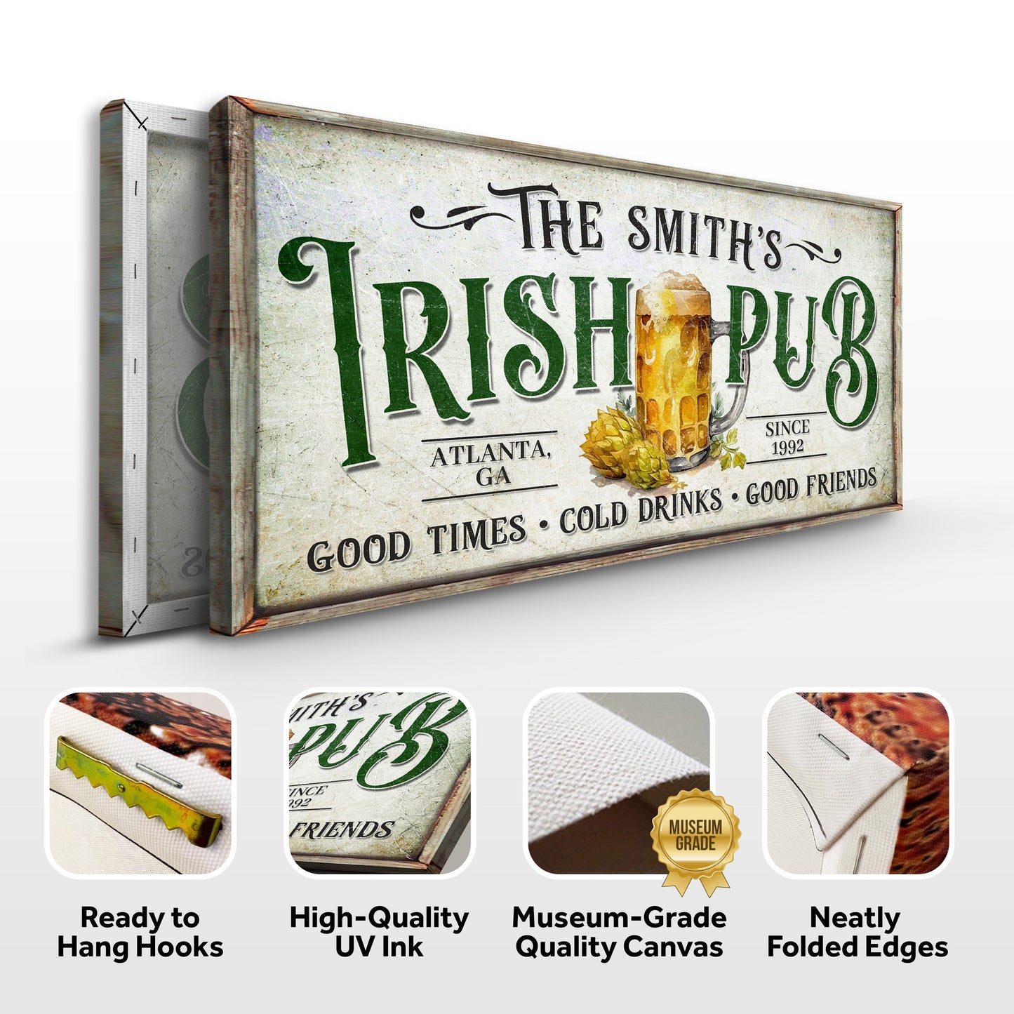 Custom Irish Pub Bar Sign II Specs - Image by Tailored Canvases