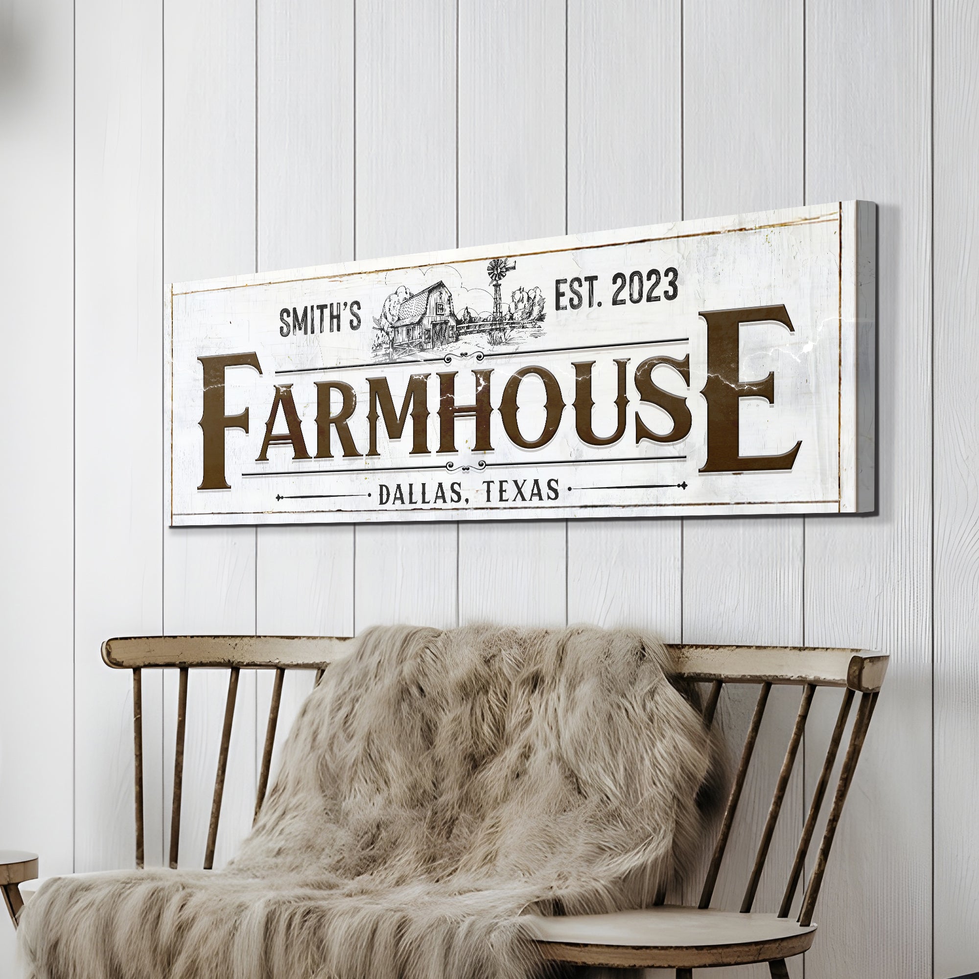 Custom farmhouse canvas, personalized rustic farmhouse sign with name ...