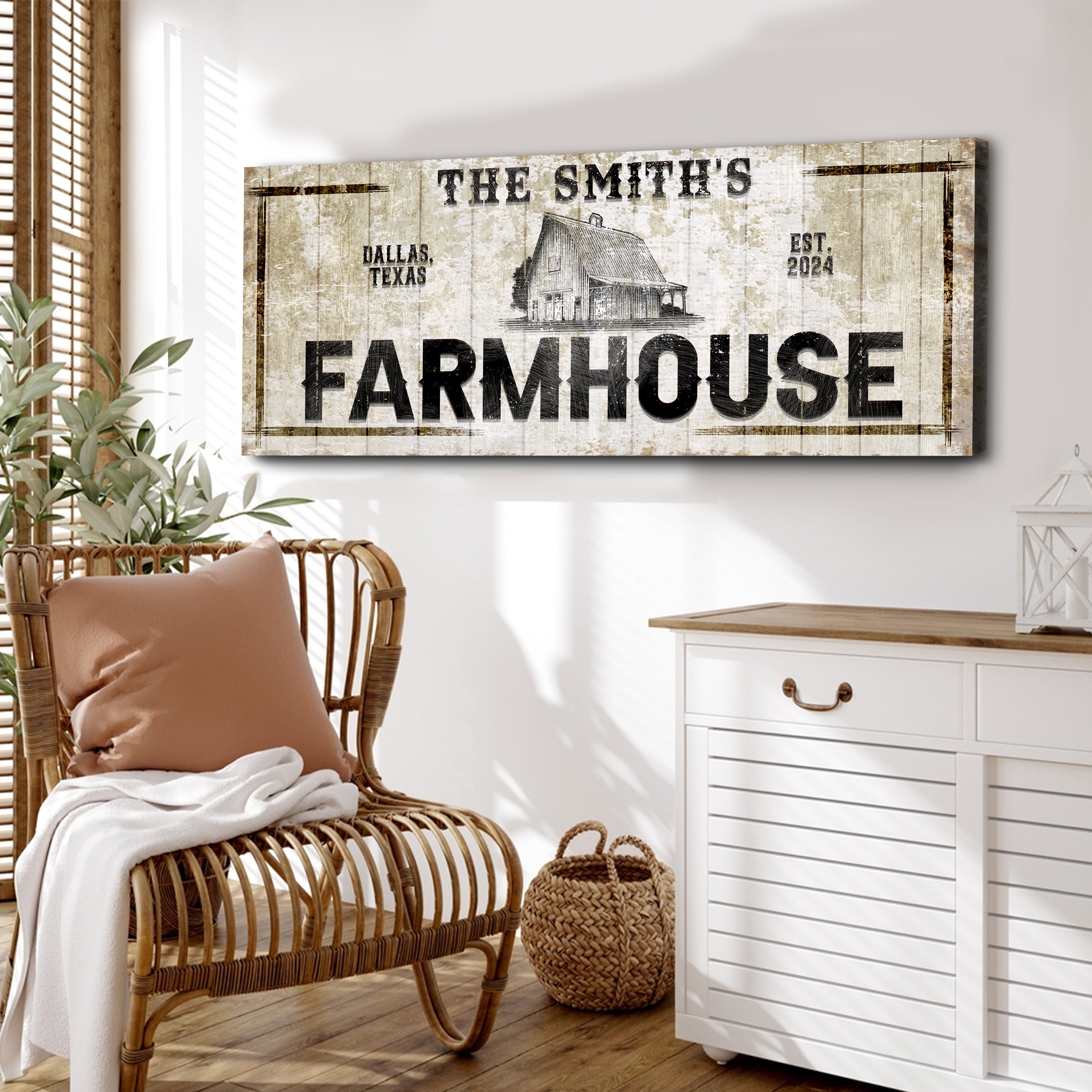 Custom farmhouse canvas, personalized rustic farmhouse sign with name ...