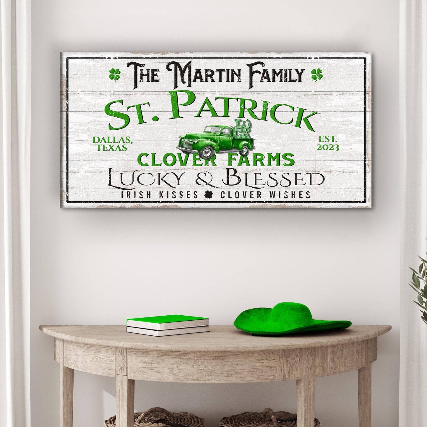 Custom St. Patrick Farmhouse Family Sign Style 2 - Image by Tailored Canvases