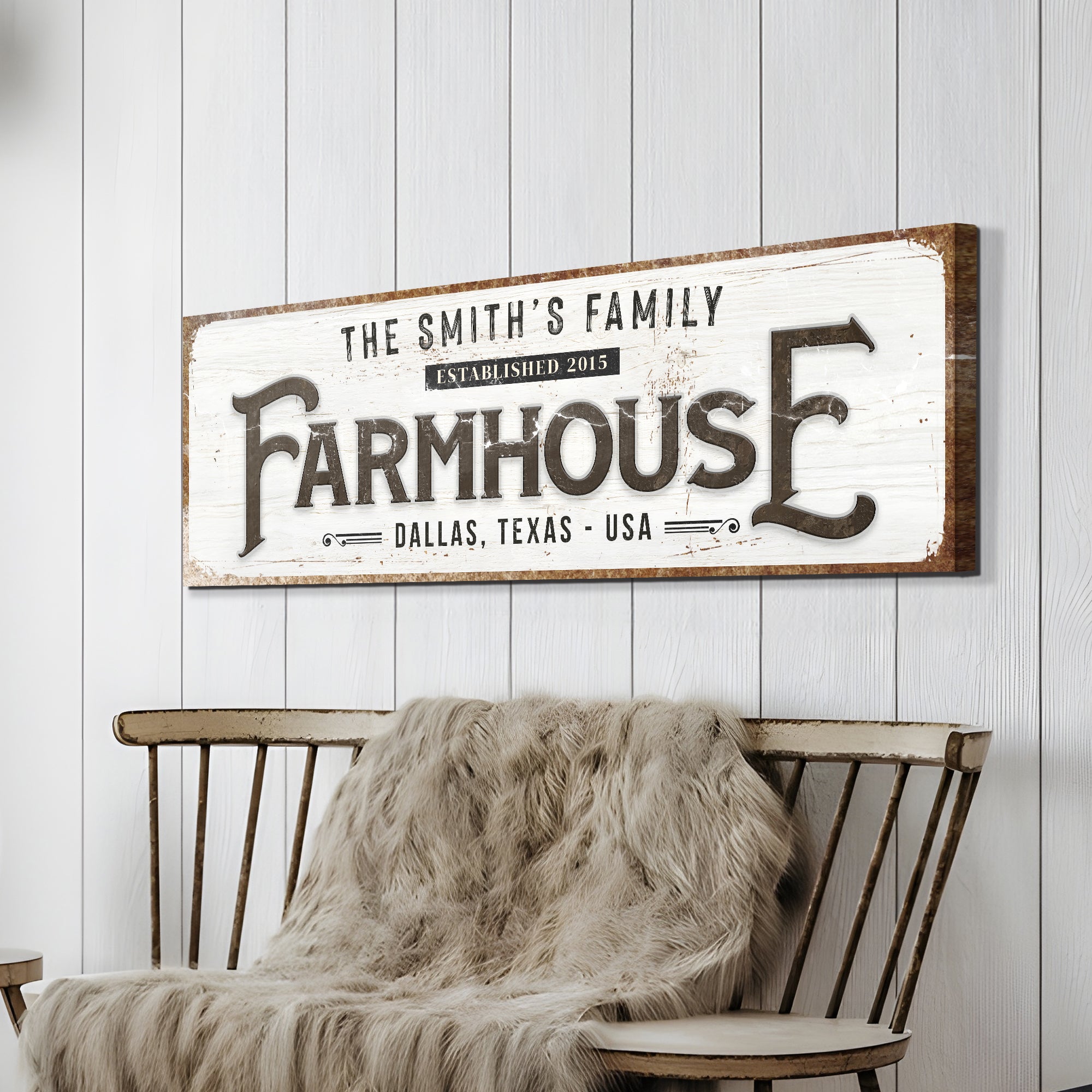 Custom rustic farmhouse sign, personalized farmhouse canvas with name ...