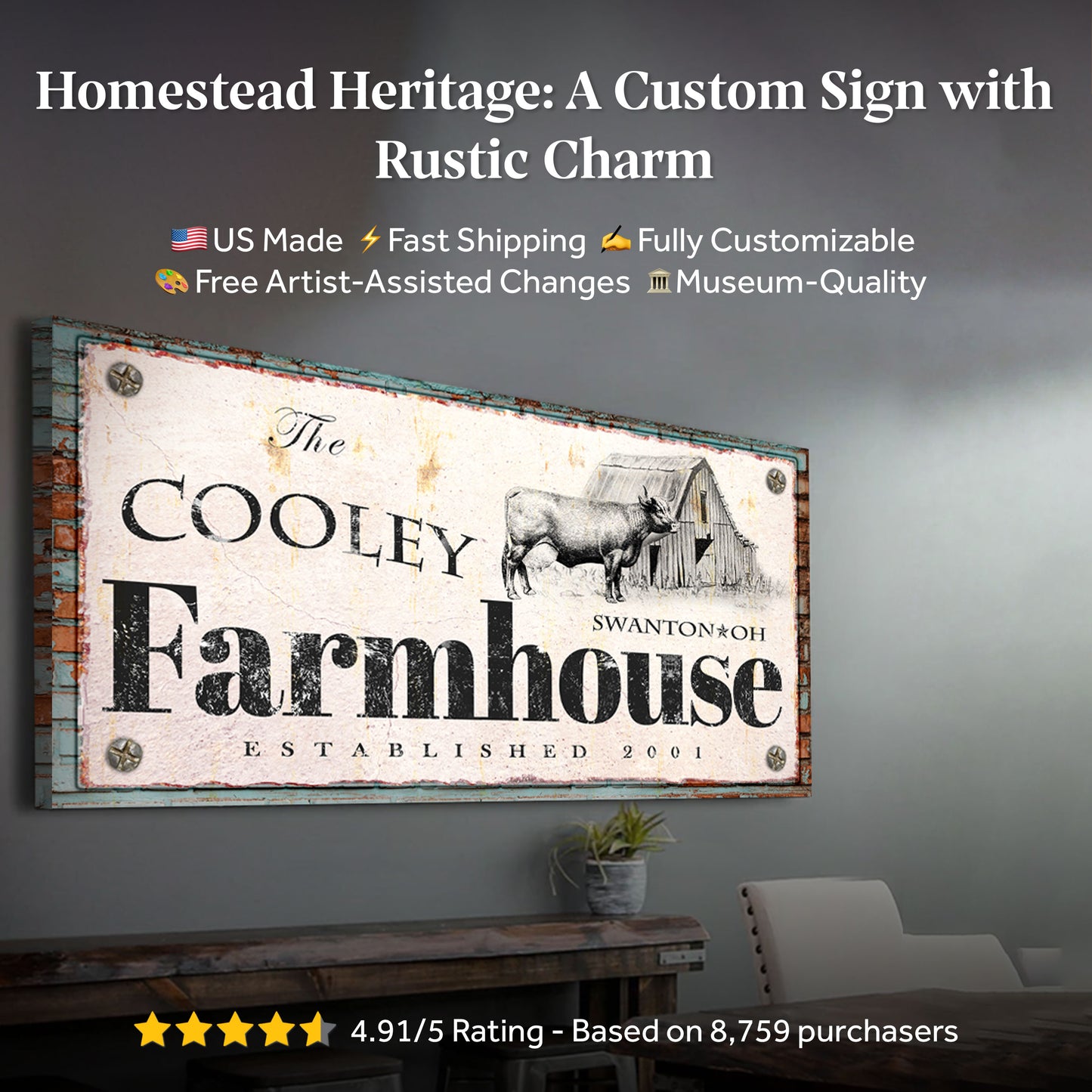 Rustic Farmhouse Sign (Free Shipping)