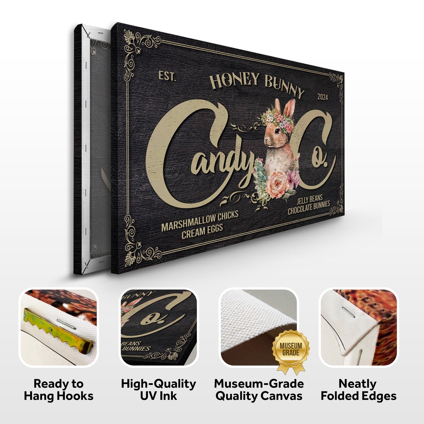 Honey Bunny Candy Company Sign III Specs - Image by Tailored Canvases