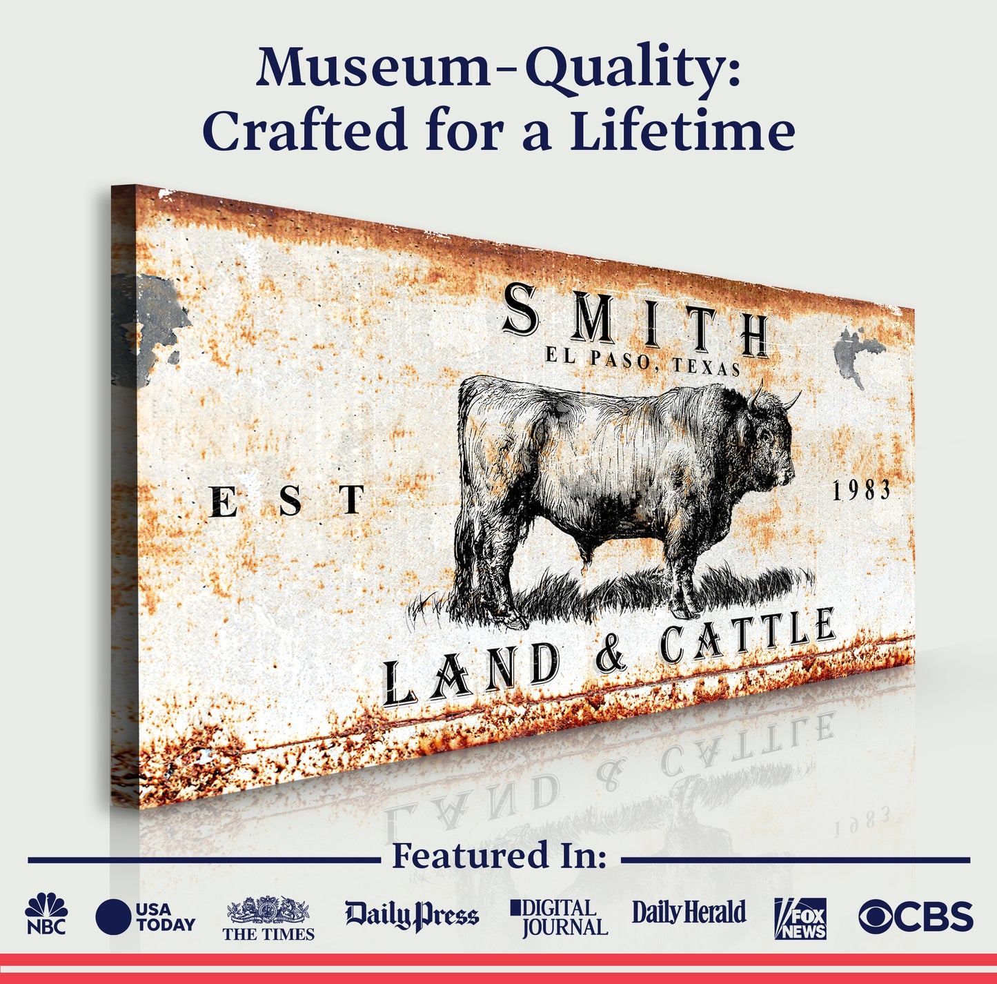 Land And Cattle Rustic Sign (Free Shipping)
