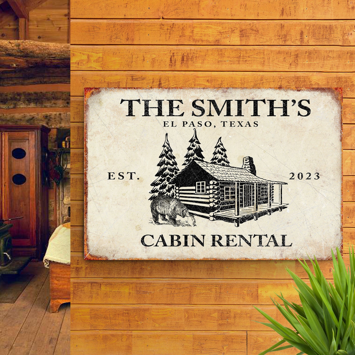 Bear Cabin Sign Style 1 - Image by Tailored Canvases