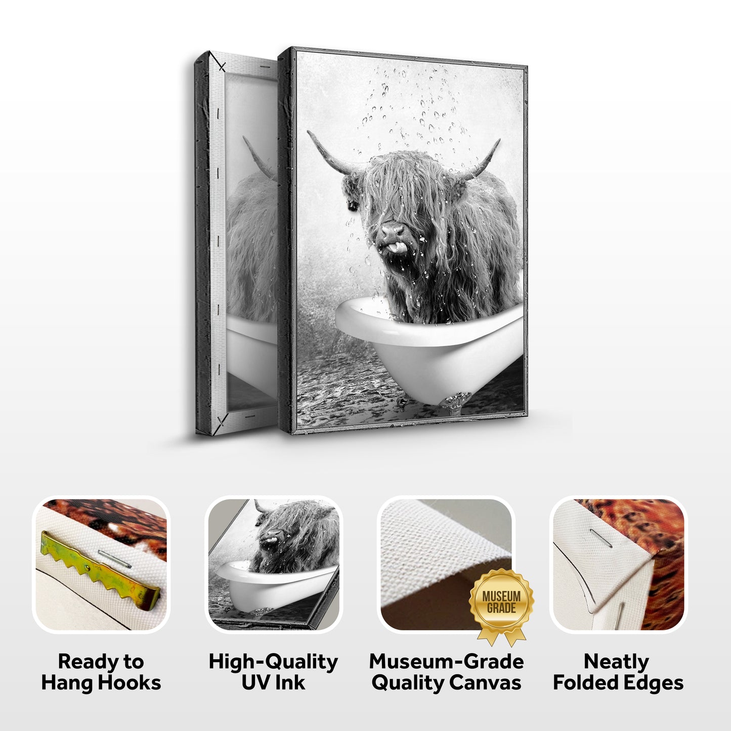 Highland Cattle Bath Canvas Wall Art (Free Shipping)