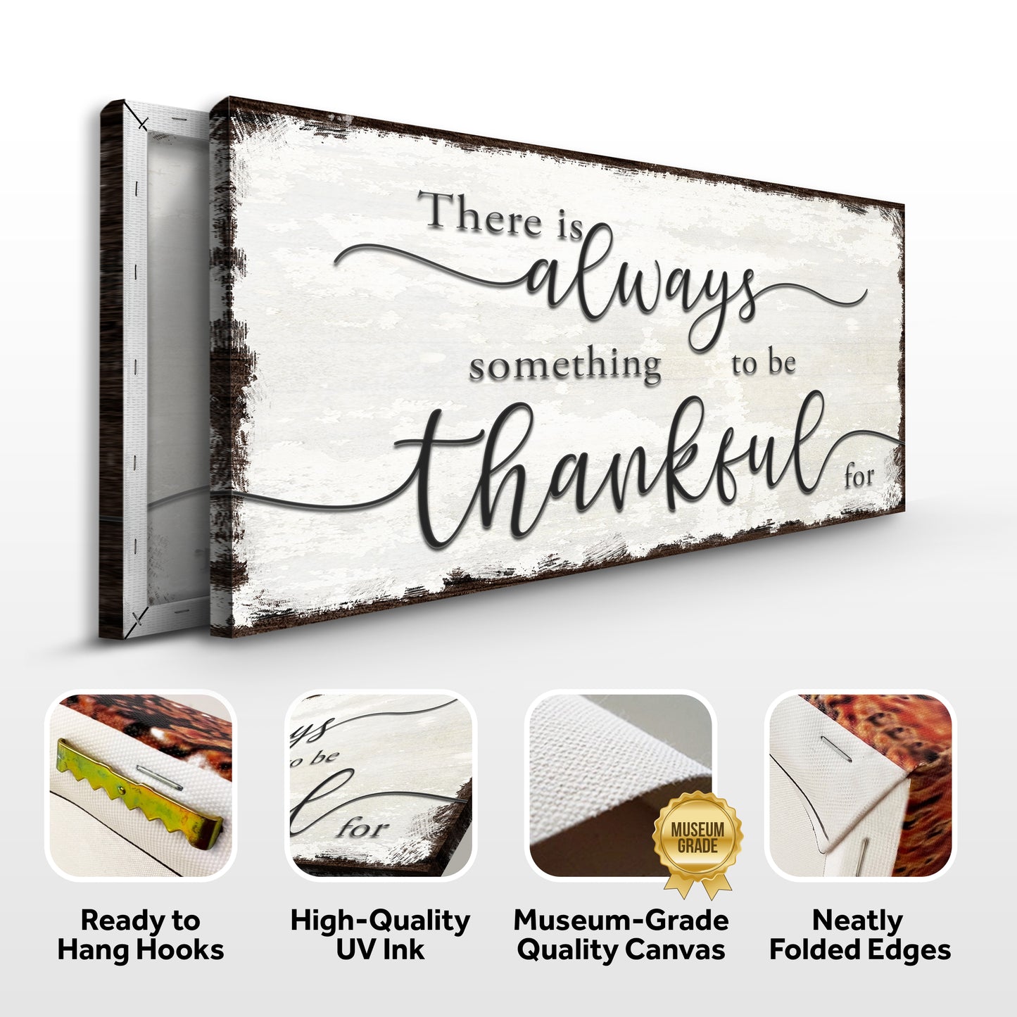 Always Something To Be Thankful Sign, Farmhouse Thanksgiving Wall Décor, Fall Autumn Vintage Wall Art, Living Room Holiday Gift Décor Sign II