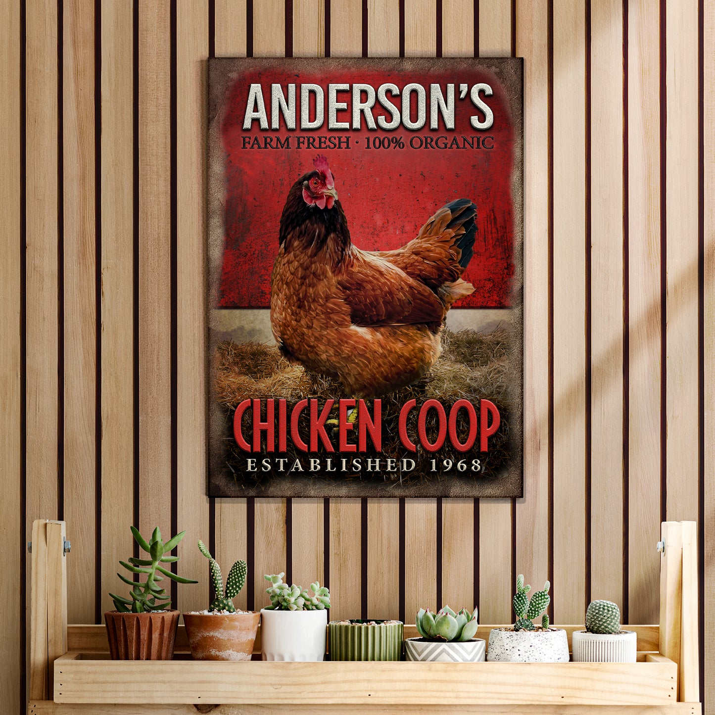 Chicken Coop Farm Fresh Organic Sign Style 2 - Image by Tailored Canvases
