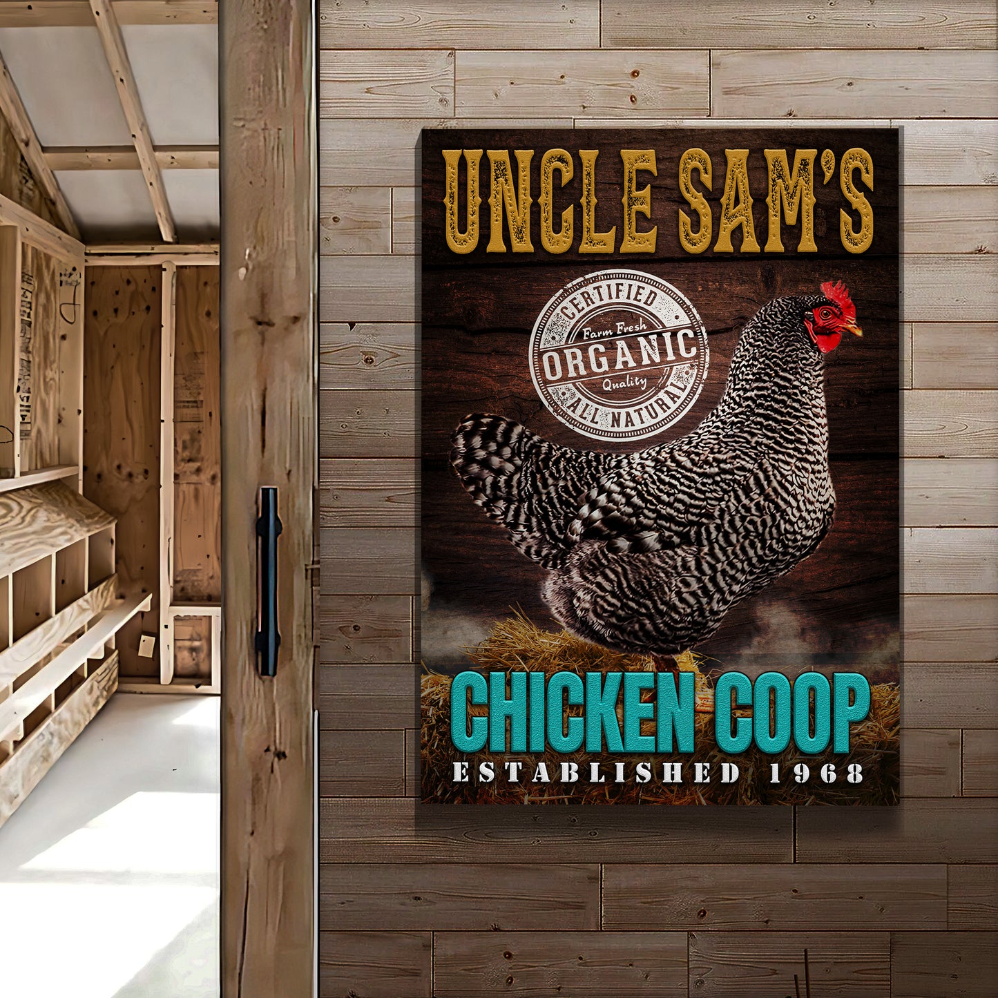 Chicken Coop Organic Sign Style 1 - Image by Tailored Canvases