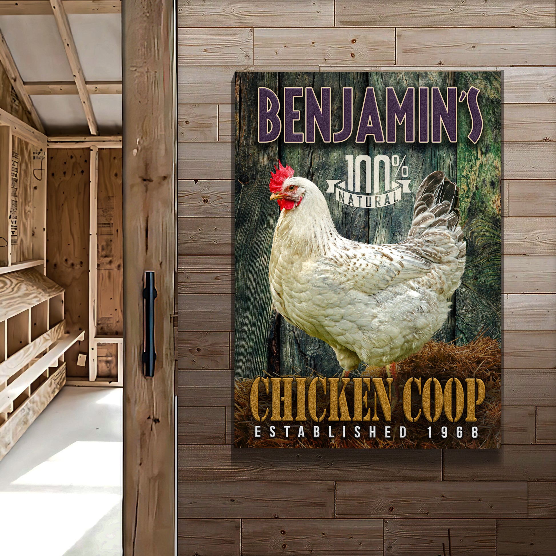 Chicken Coop 100% Natural Sign Style 1 - Image by Tailored Canvases