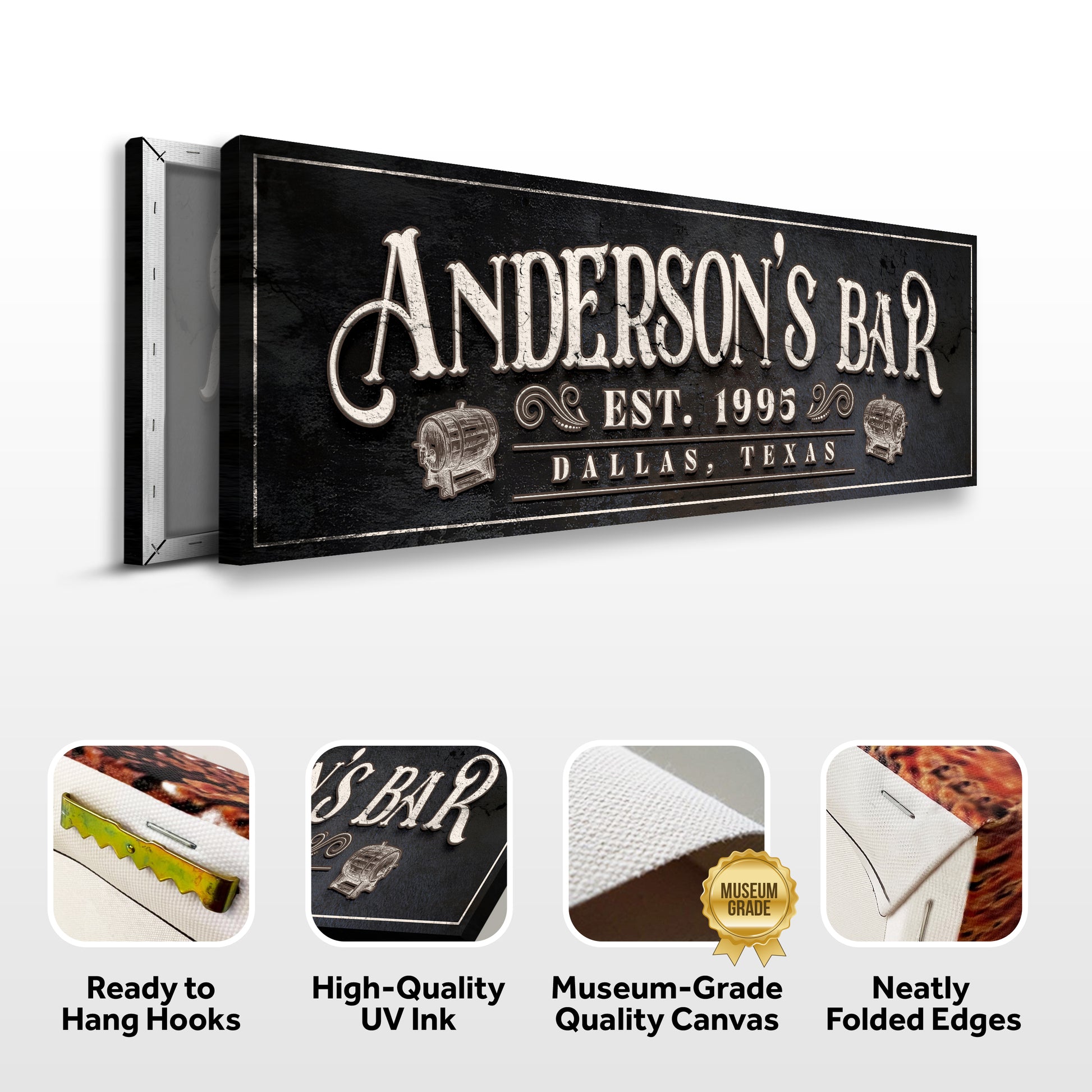 Personalized Bar Sign II Specs - Image by Tailored Canvases