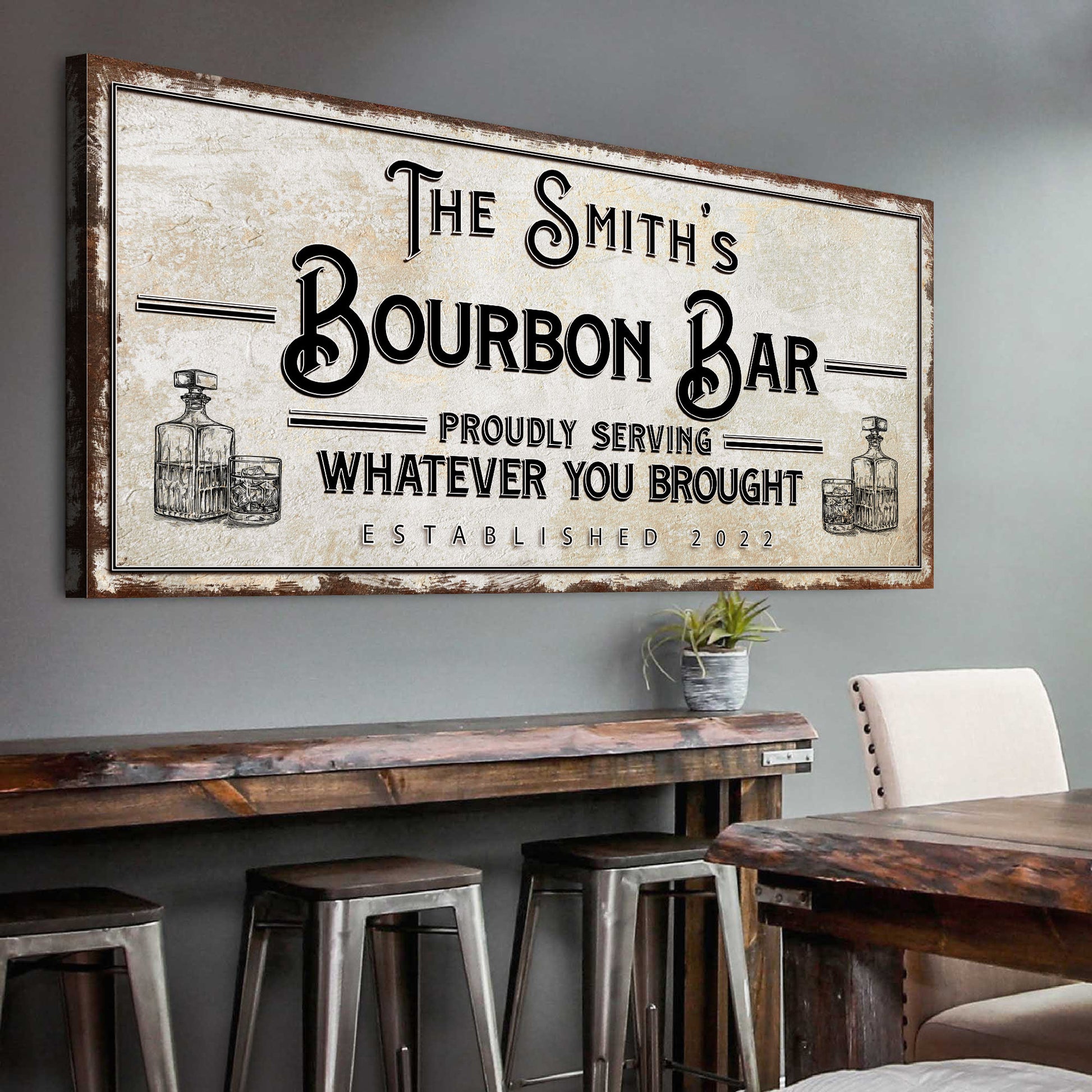 Personalized Bourbon Bar Sign  - Image by Tailored Canvases