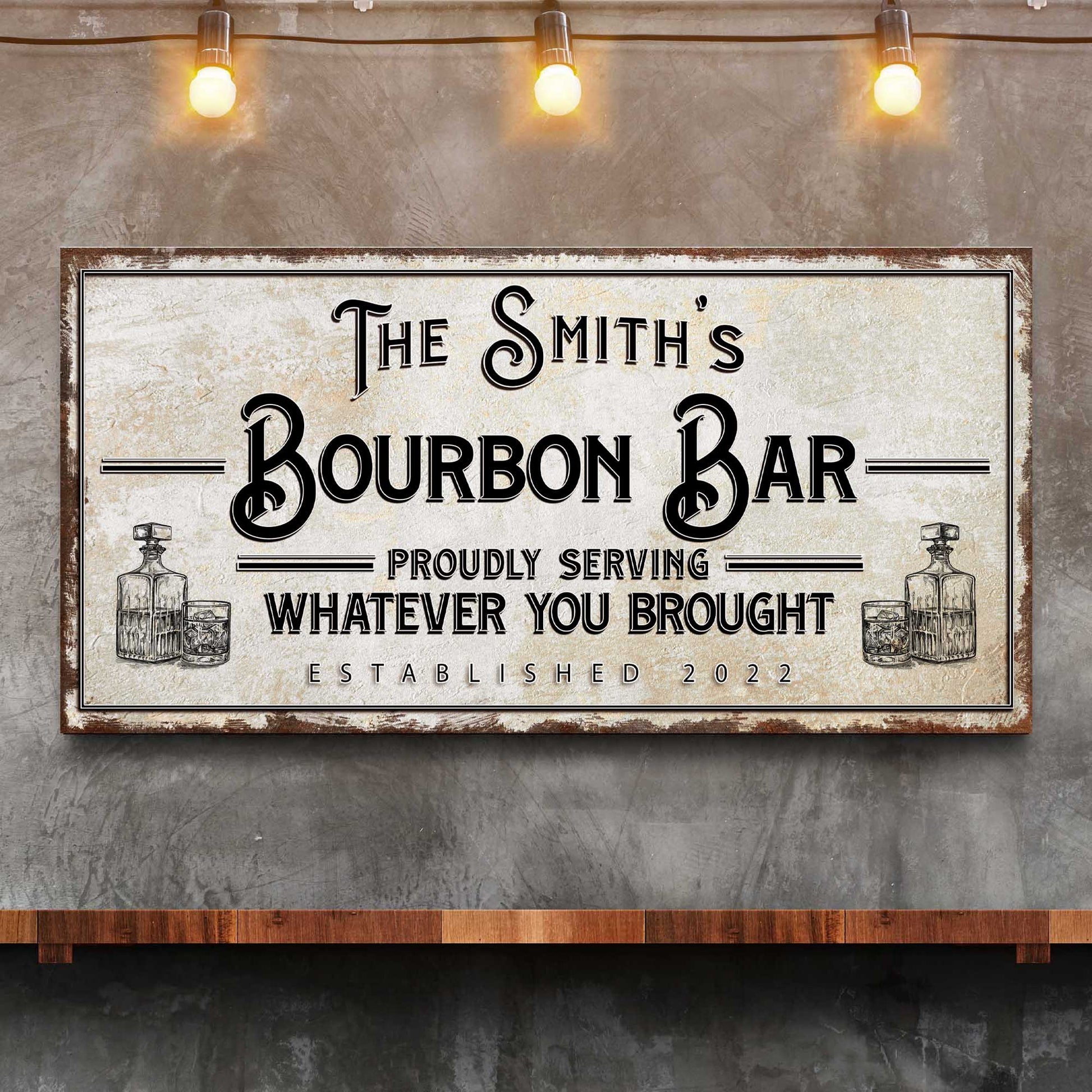 Personalized Bourbon Bar Sign Style 1 - Image by Tailored Canvases