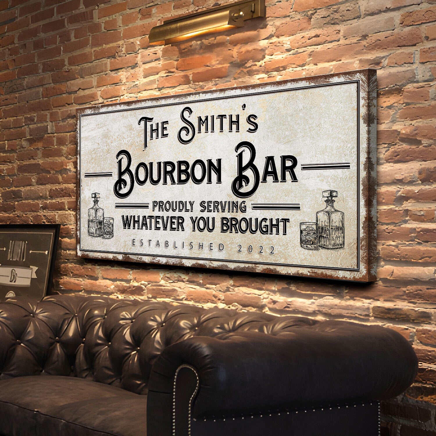 Personalized Bourbon Bar Sign Style 2 - Image by Tailored Canvases
