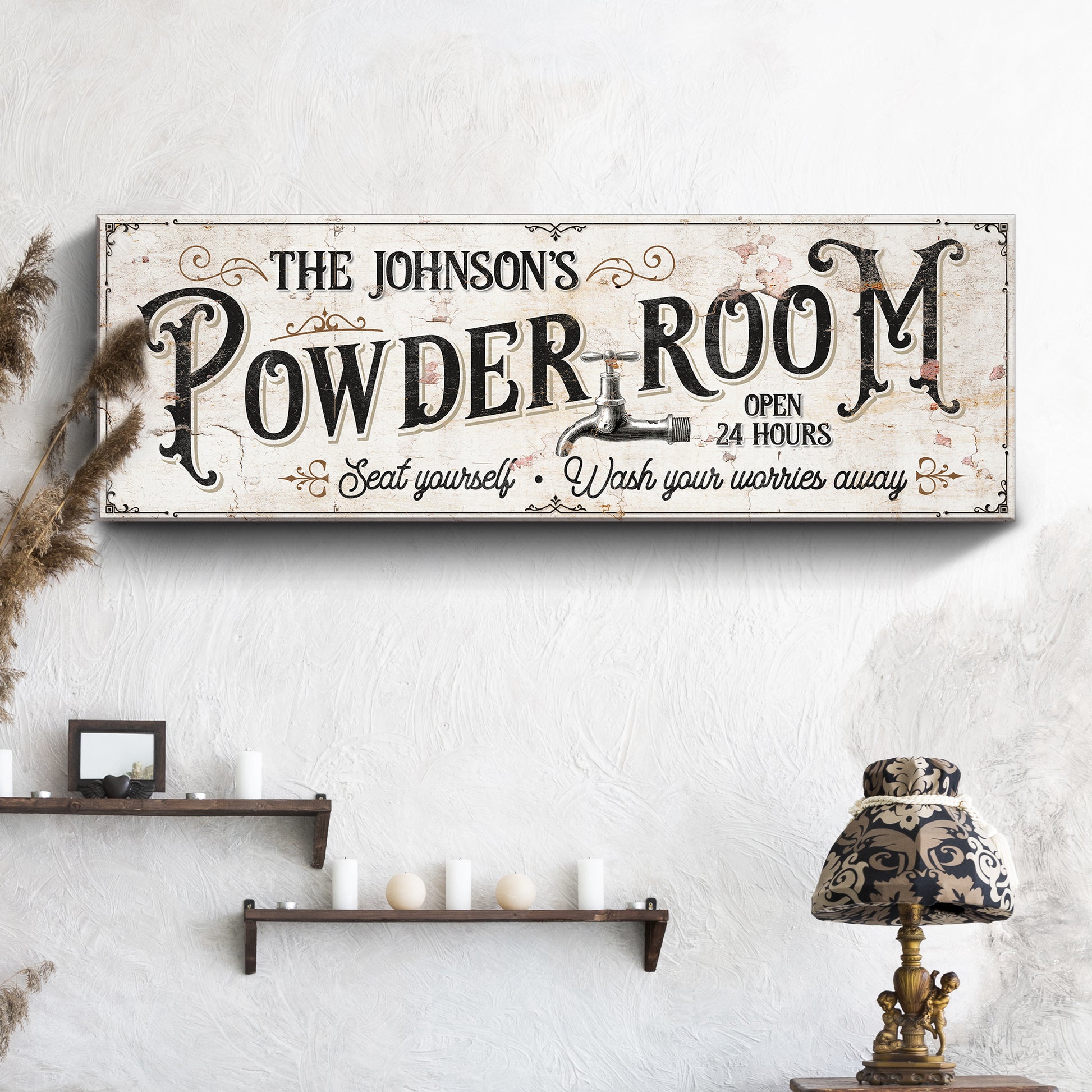 Personalized Powder Room Sign Style 1 - Image by Tailored Canvases