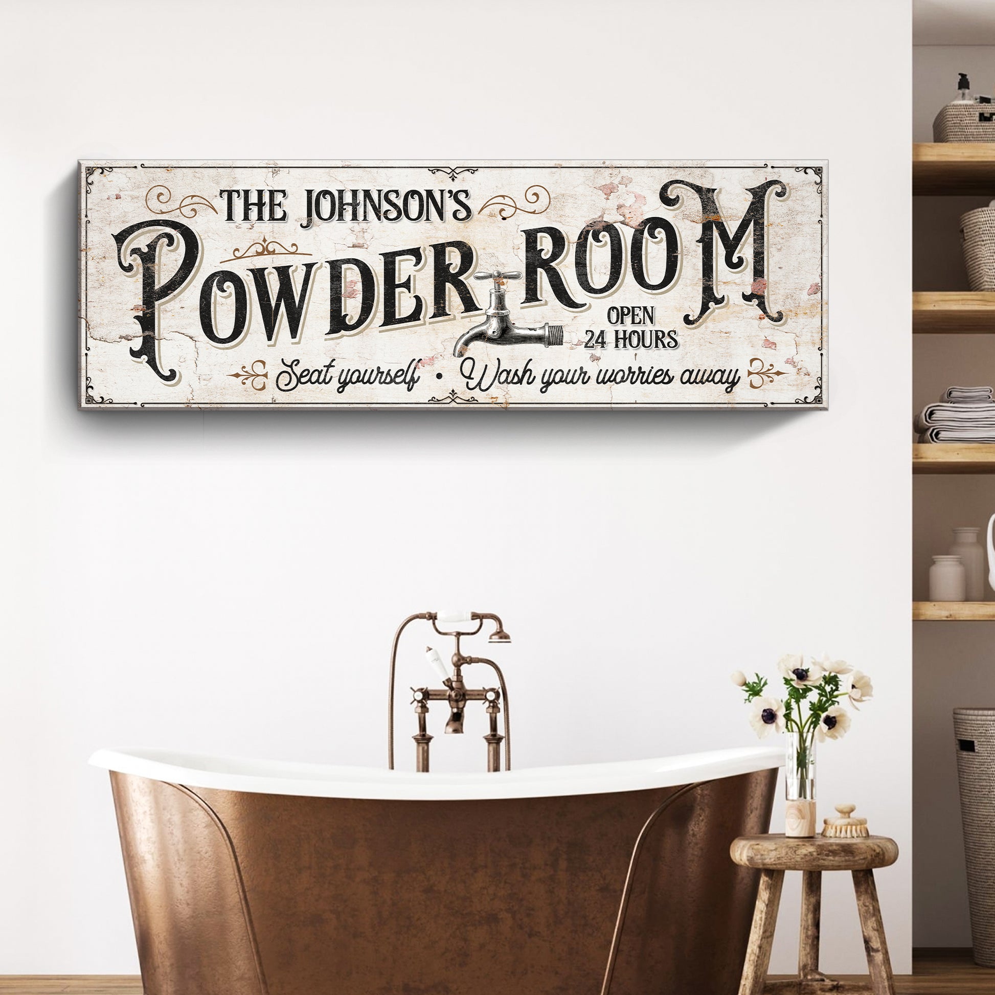 Personalized Powder Room Sign Style 2 - Image by Tailored Canvases
