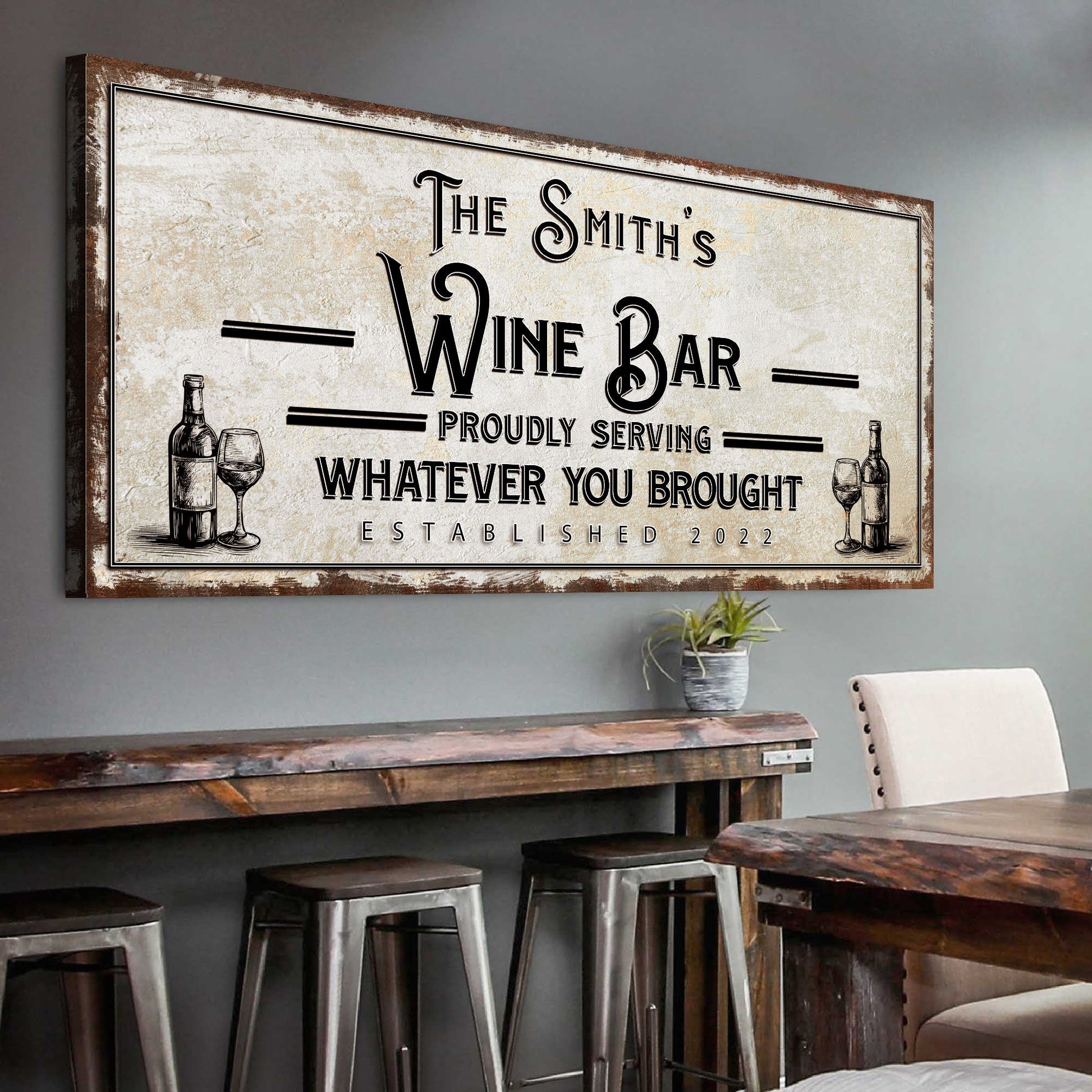 Personalized Wine Bar Sign II  - Image by Tailored Canvases