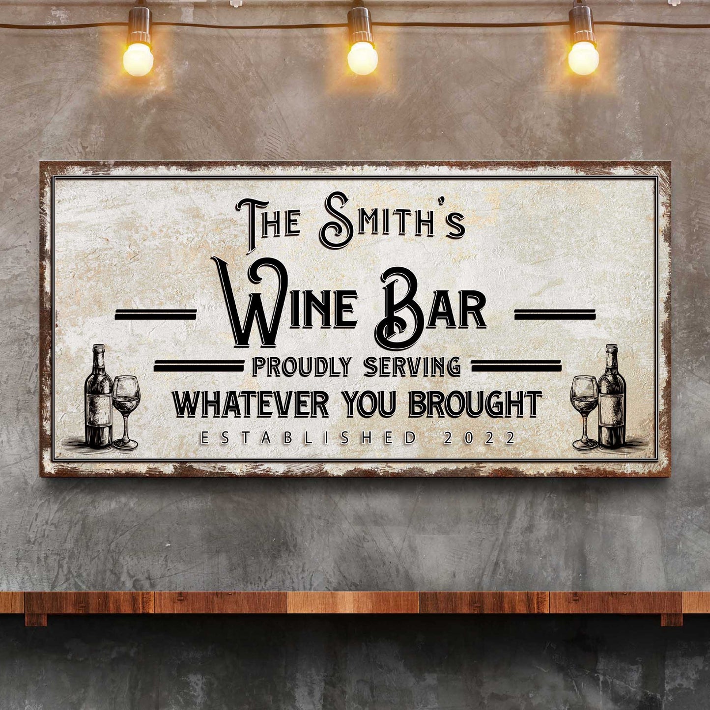 Personalized Wine Bar Sign II Style 1 - Image by Tailored Canvases
