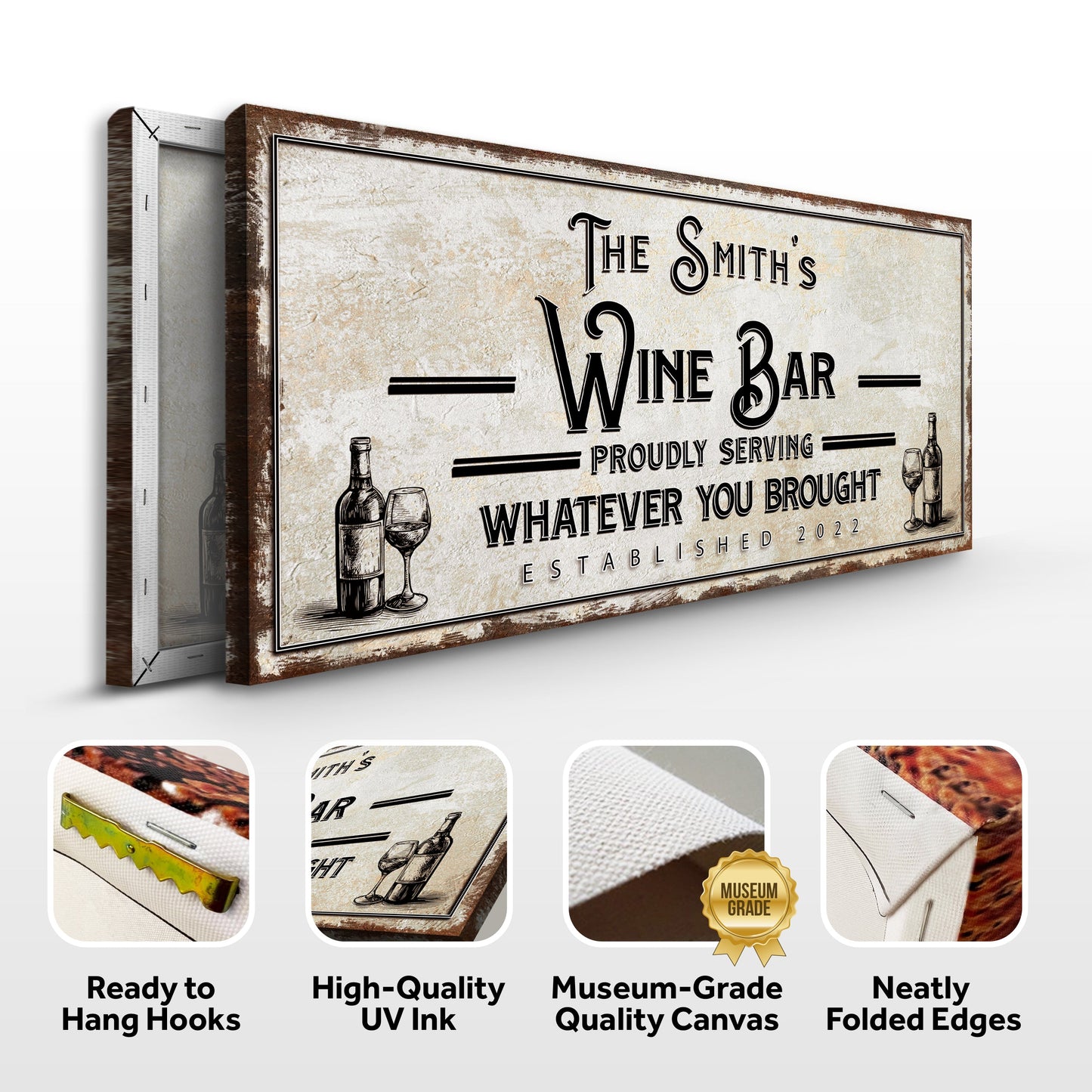Personalized Wine Bar Sign II Specs - Image by Tailored Canvases