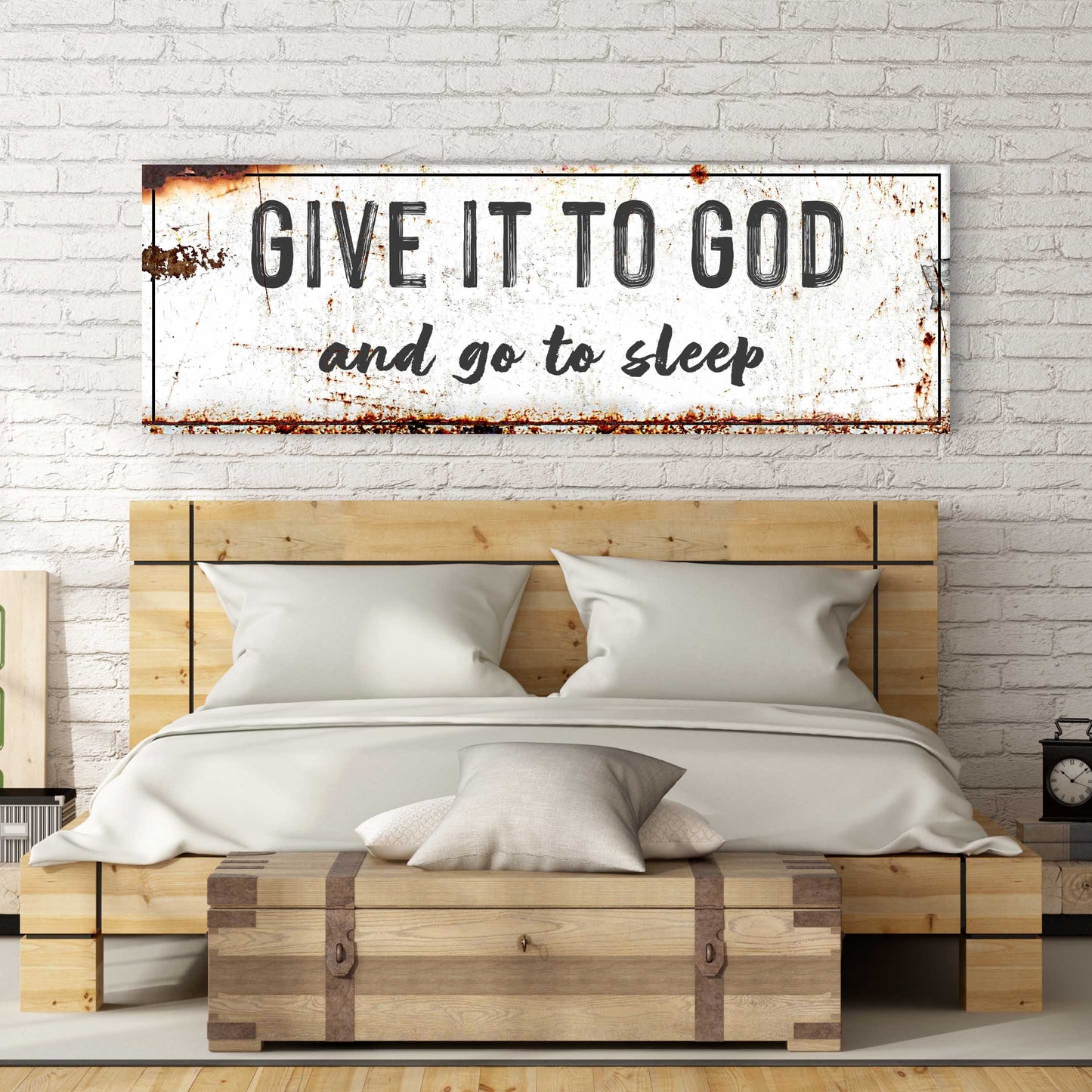 Give It to God and Go to Sleep – Rustic Christian Wall Art for Peaceful Nights