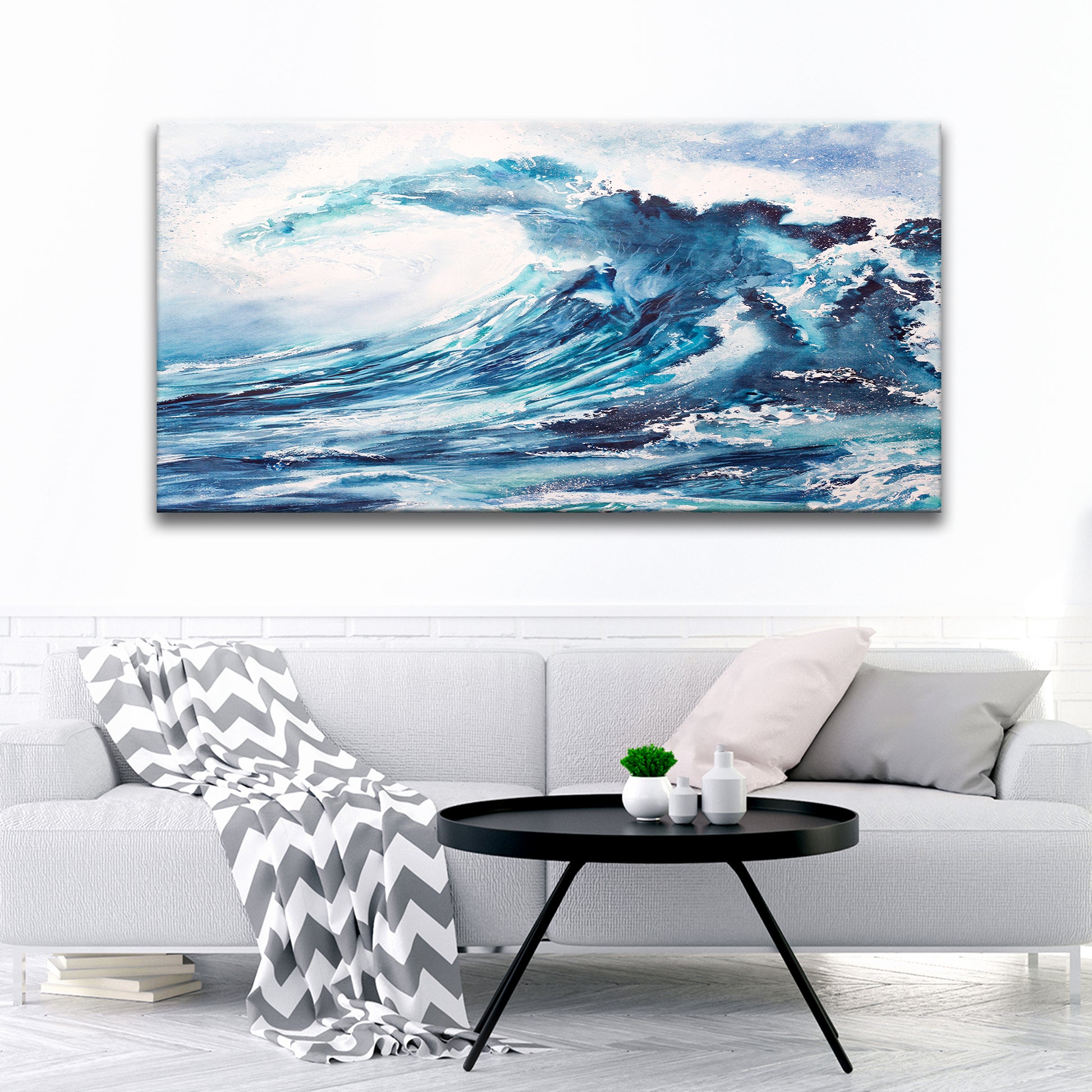 Textured Ocean Wave Painting Canvas Wall Art Style 1 - Image by Tailored Canvases
