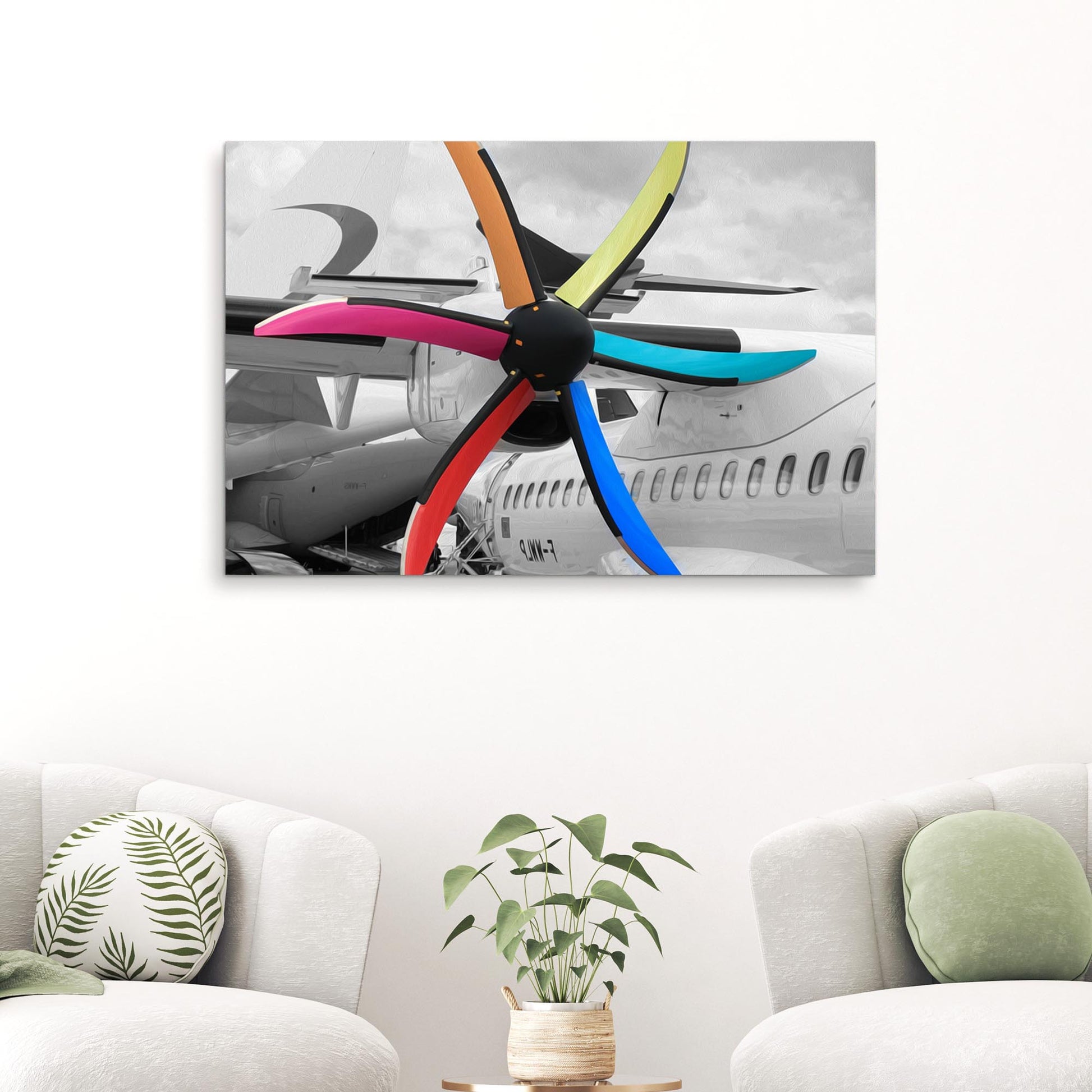 Plane Propeller Multicolored Canvas Wall Art - Image by Tailored Canvases