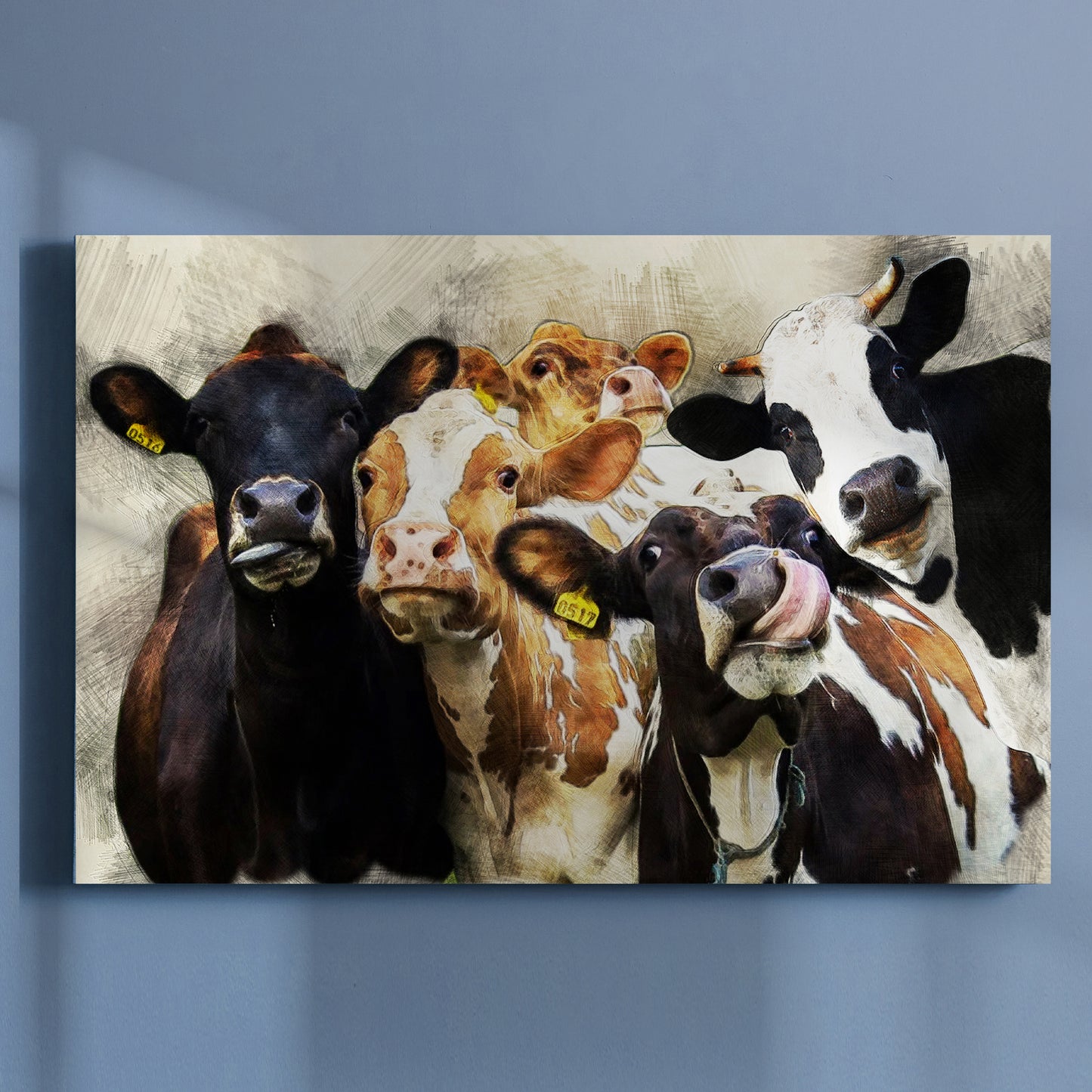 Cows Cattle Portrait Canvas Wall Art (Free Shipping)