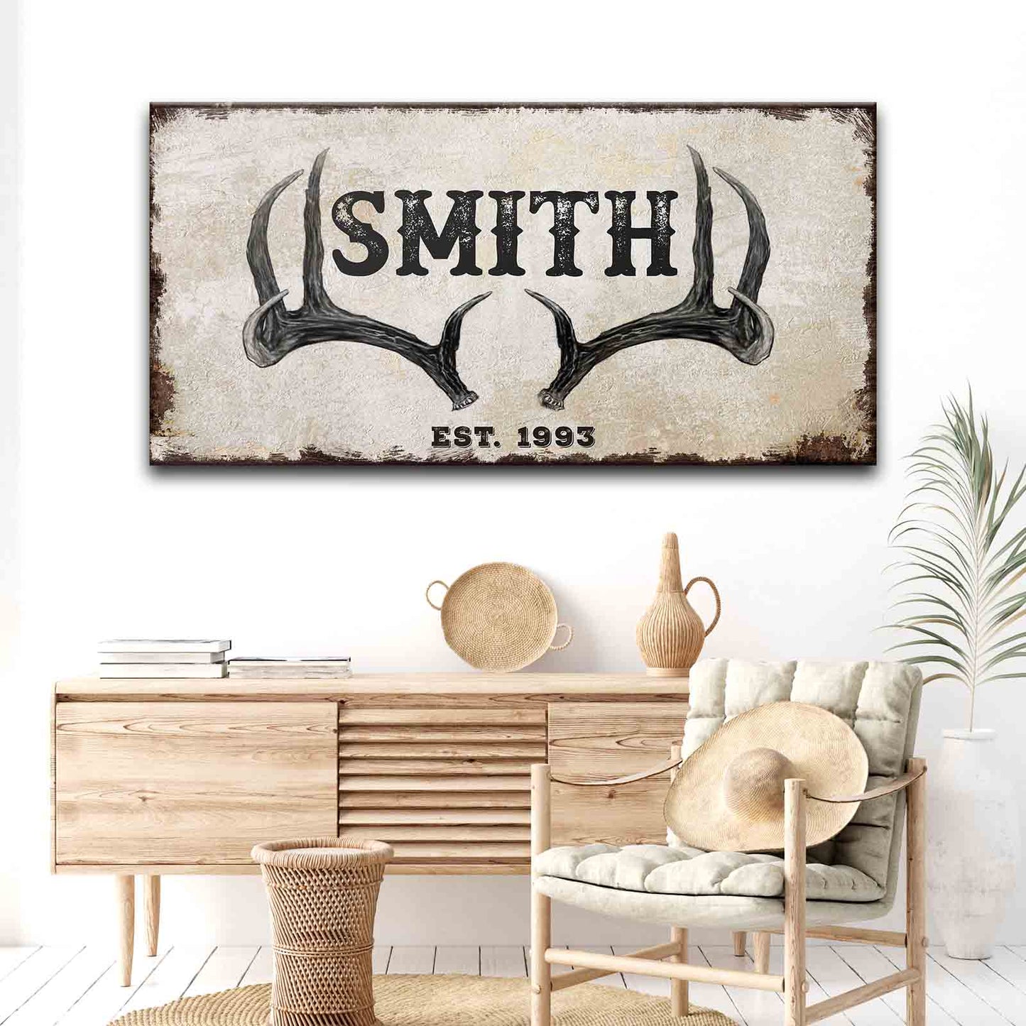 Rustic Family Antler Sign II - Image by Tailored Canvases