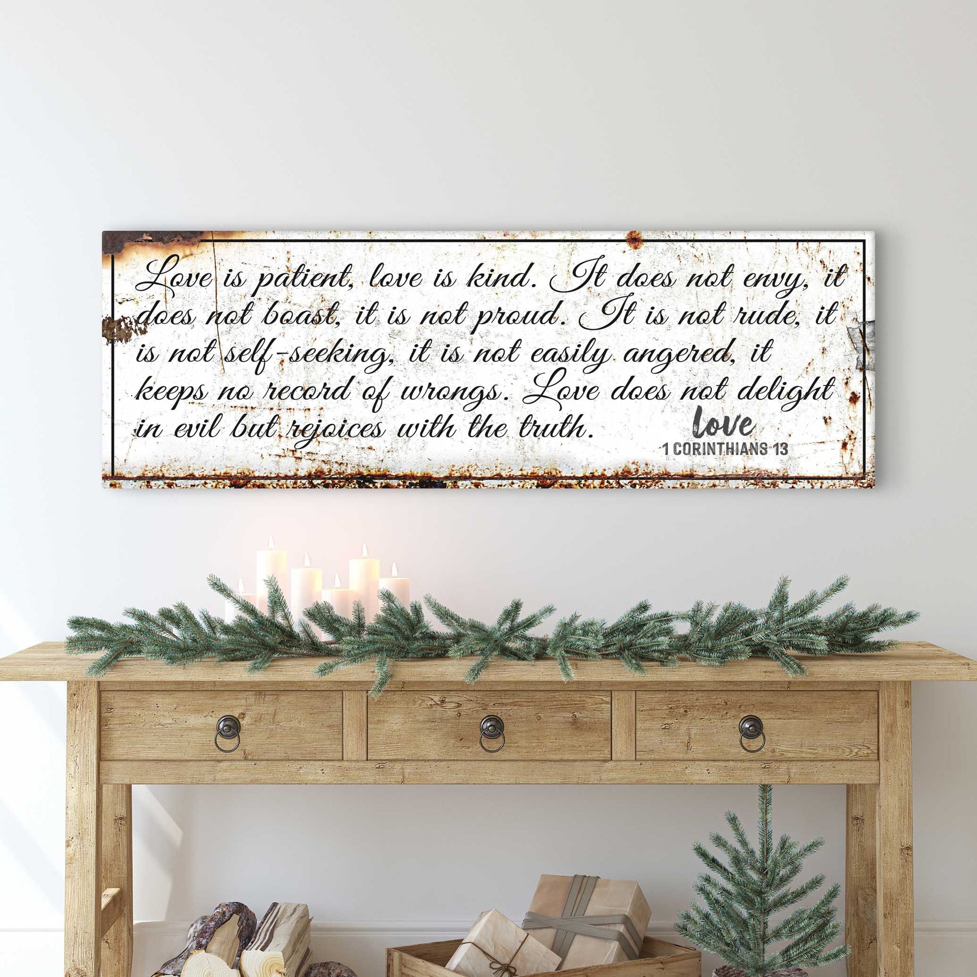 1 Corinthians 13 - Love Is Patient Rustic Sign Style 1 - Image by Tailored Canvases