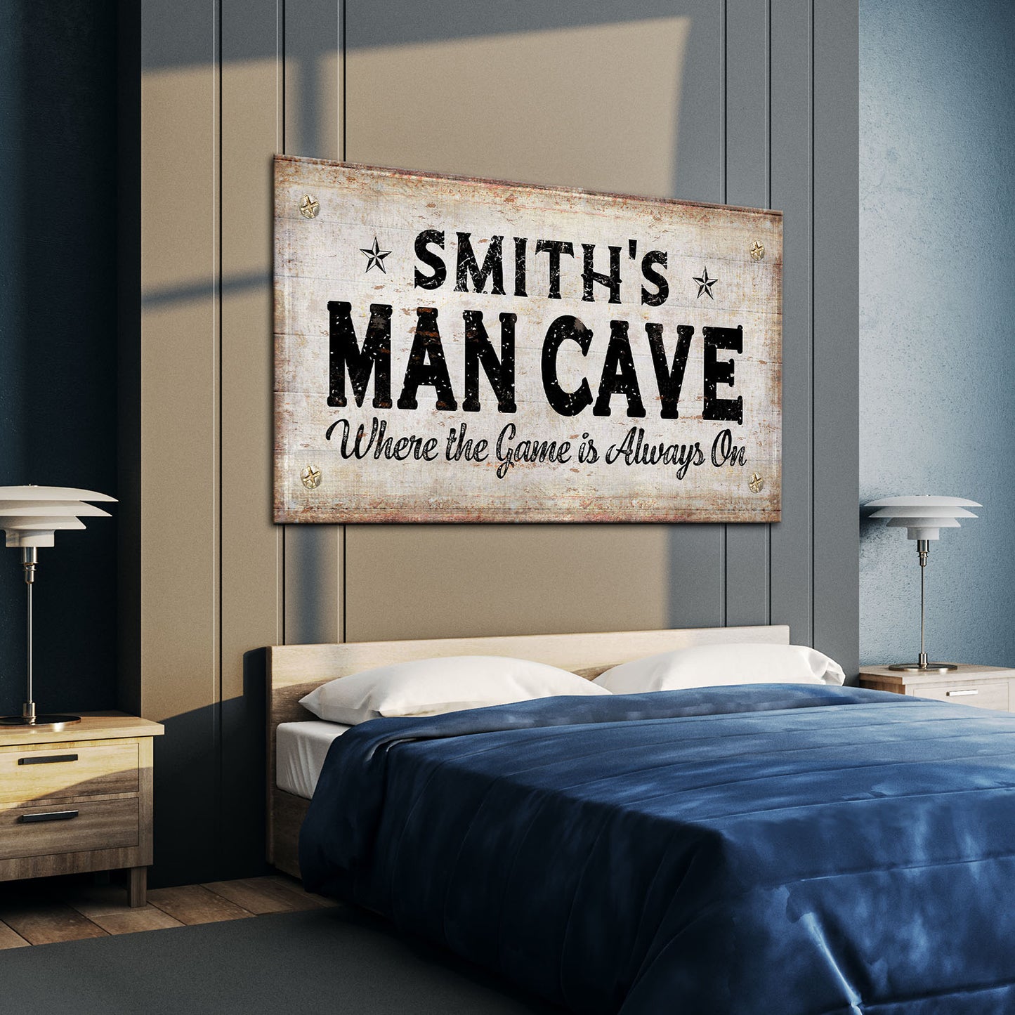 Where the Game is Always On Man Cave Sign Style 1 - Image by Tailored Canvases