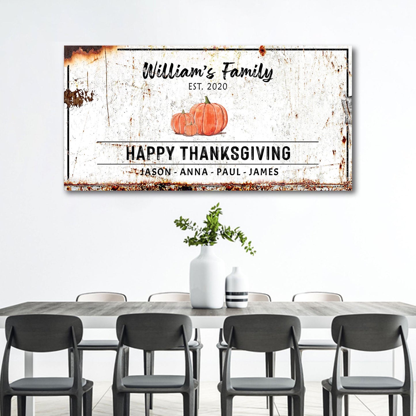 Family Name Thanksgiving Sign (Ready to hang) Style 1 - Wall Art Image by Tailored Canvases
