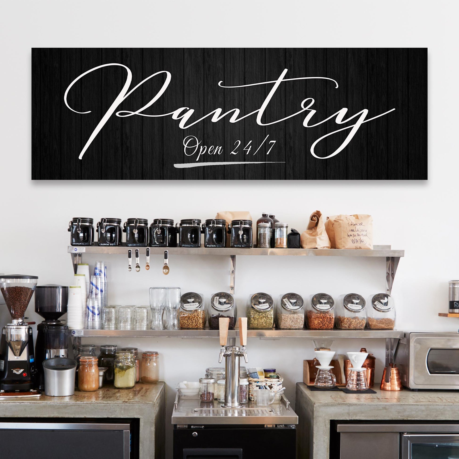 Pantry Open 24/7 Sign - Image by Tailored Canvases