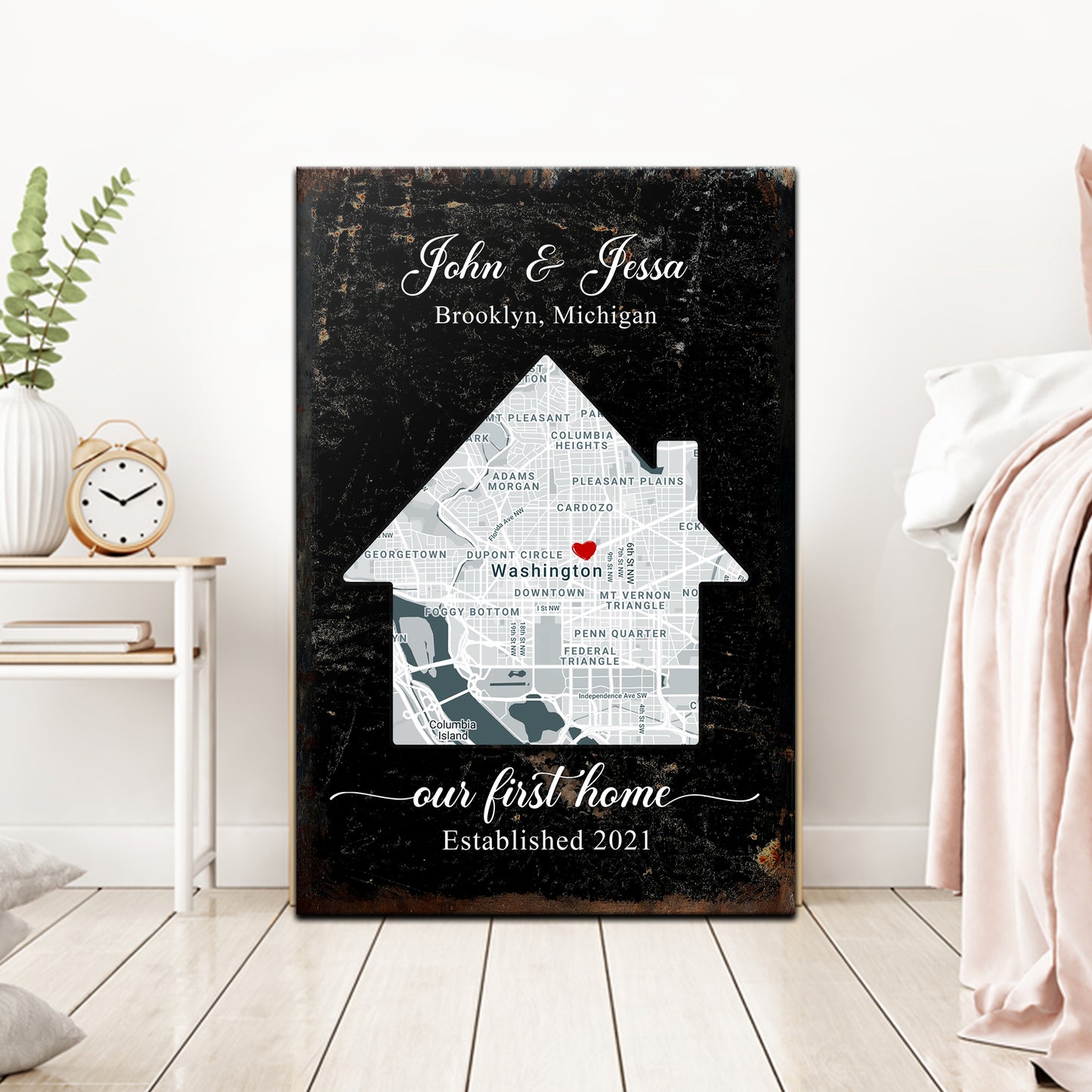 Home Map Sign | Customizable Canvas Style 1 - Image by Tailored Canvases