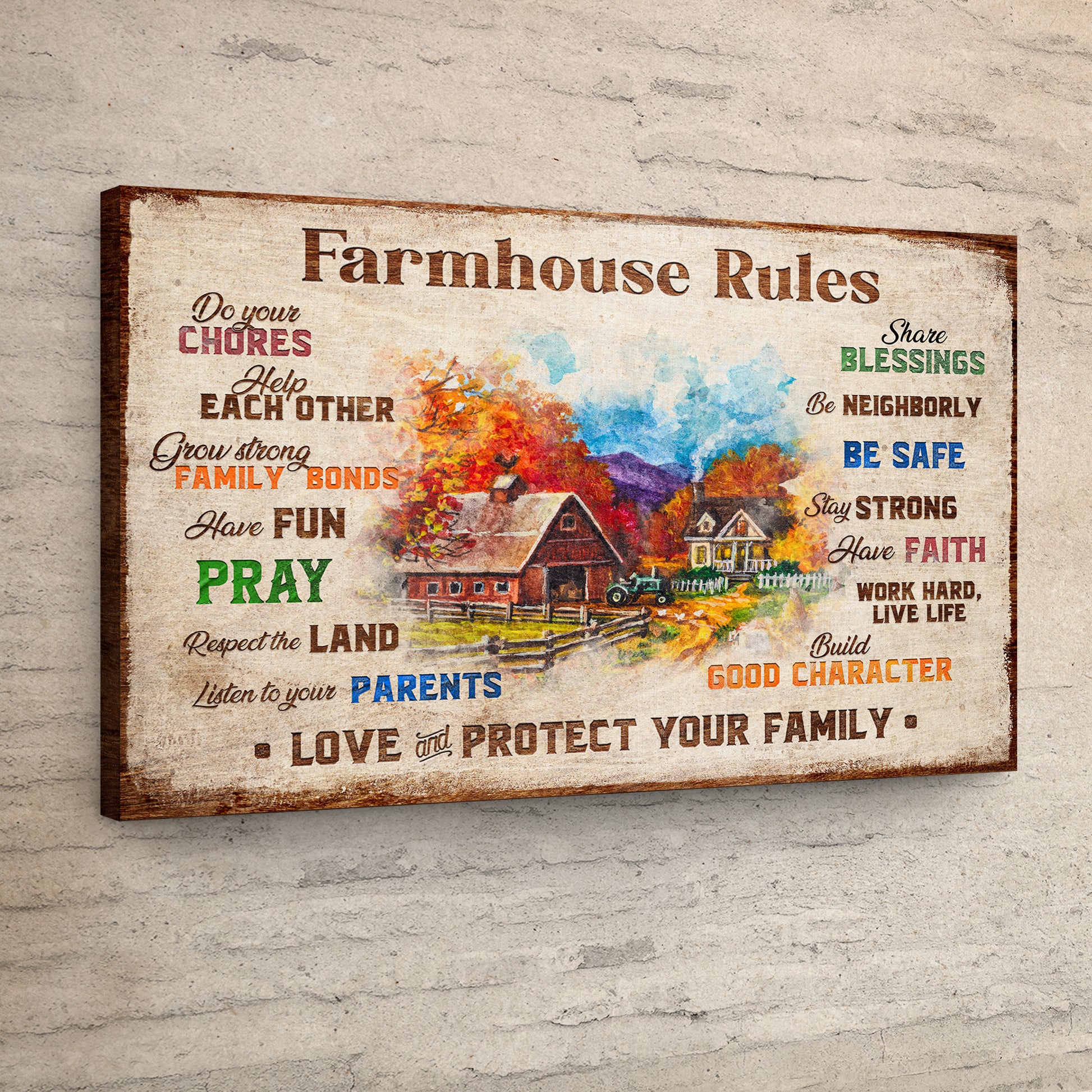 Family Farmhouse Rules Sign Style 1 - Image by Tailored Canvases