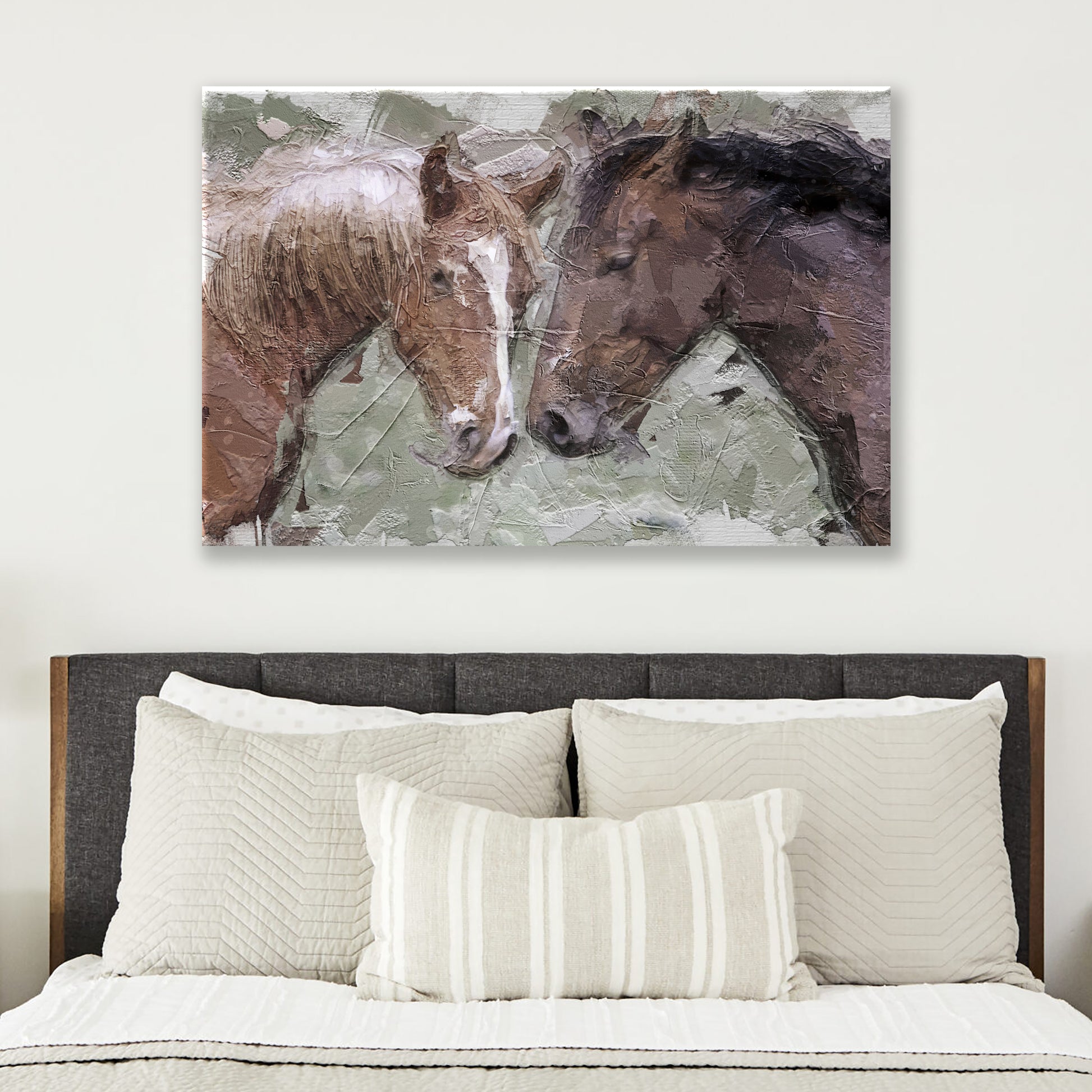Abstract Horse Love Painting Canvas Wall Art Style 2 - Image by Tailored Canvases