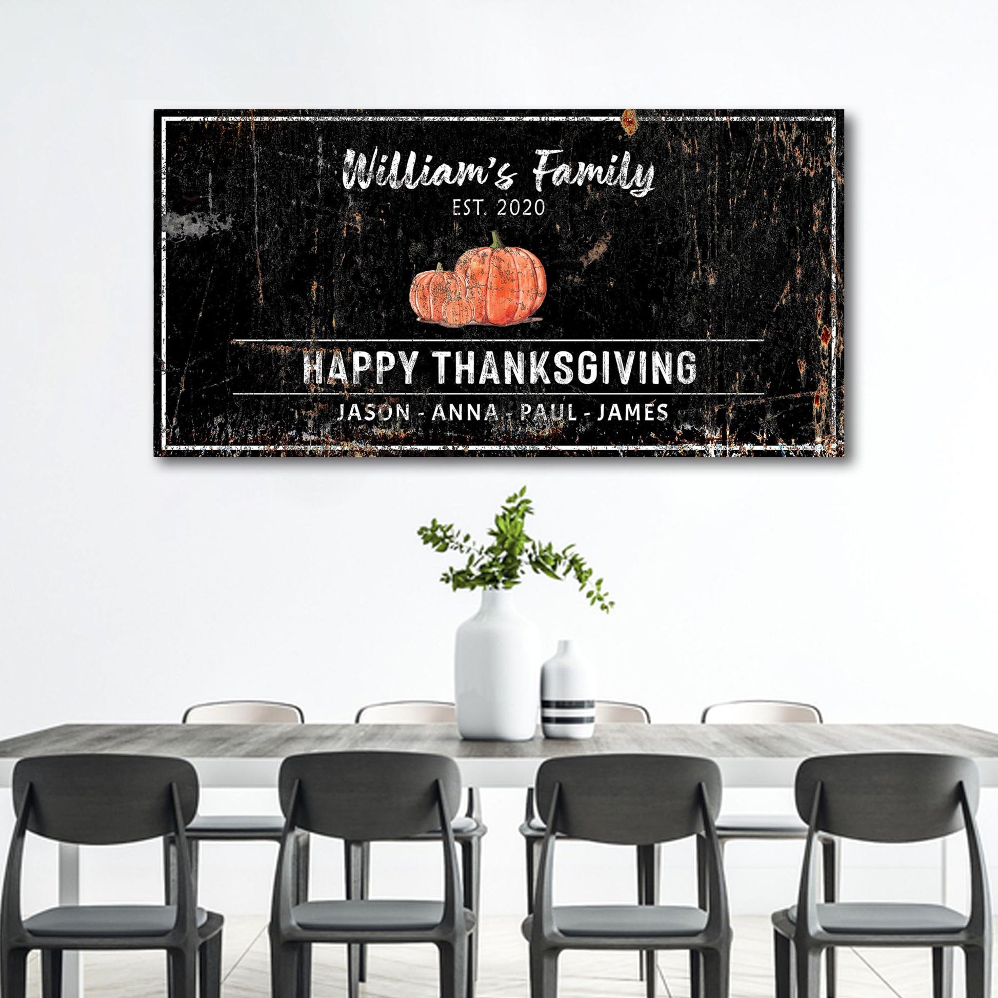 Family Name Thanksgiving Sign (Ready to hang) Style  - Wall Art Image by Tailored Canvases