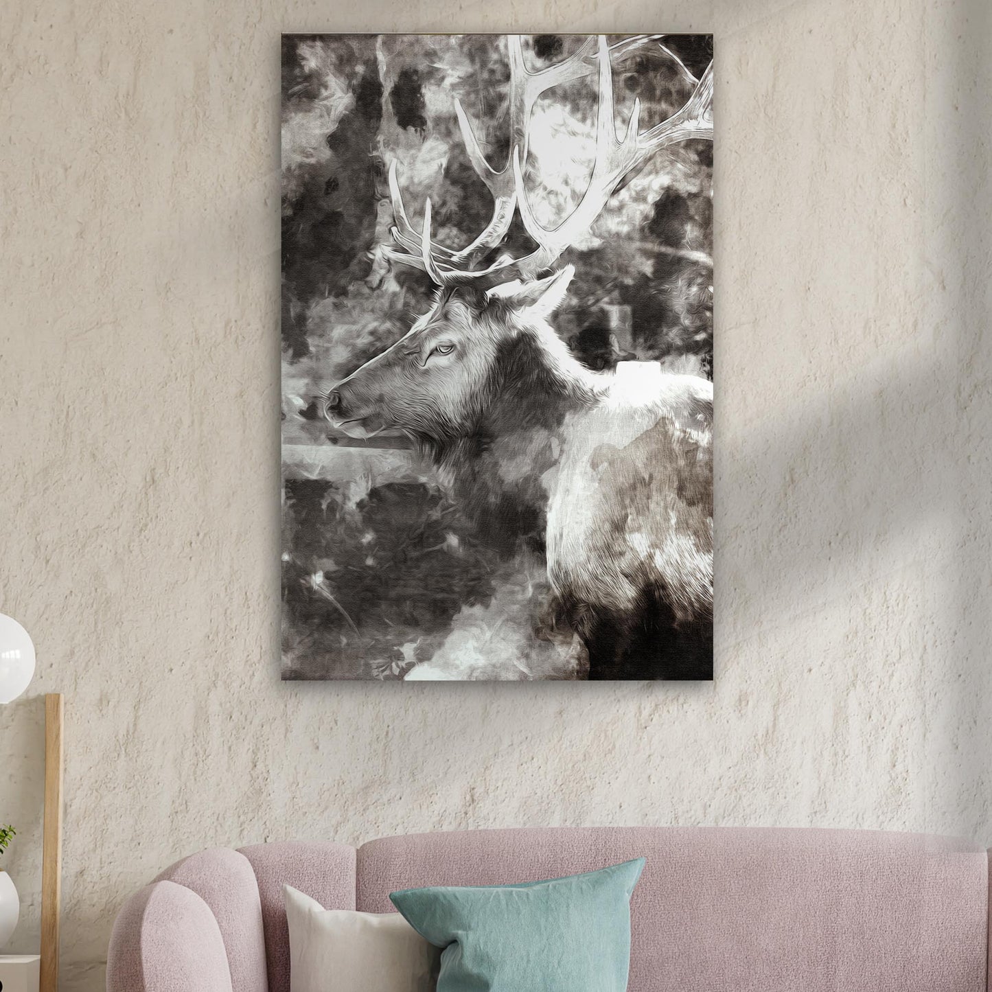 Monochrome Elk Deer Canvas Wall Art - Image by Tailored Canvases