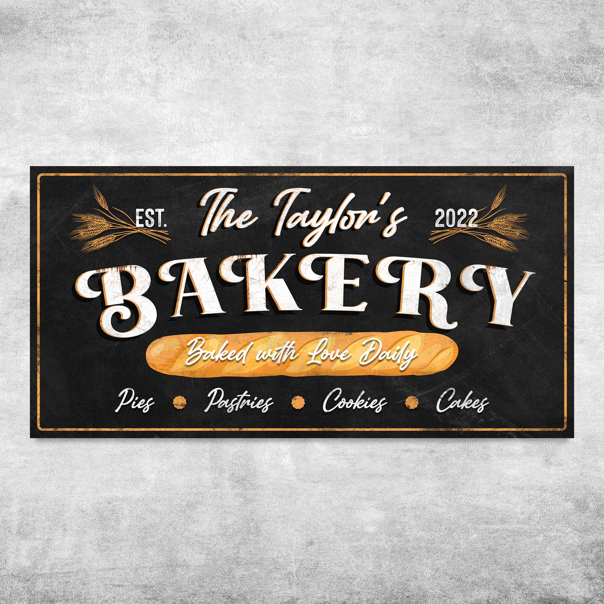 Baked With Love Daily Bakery Sign Style 1 - Image by Tailored Canvases