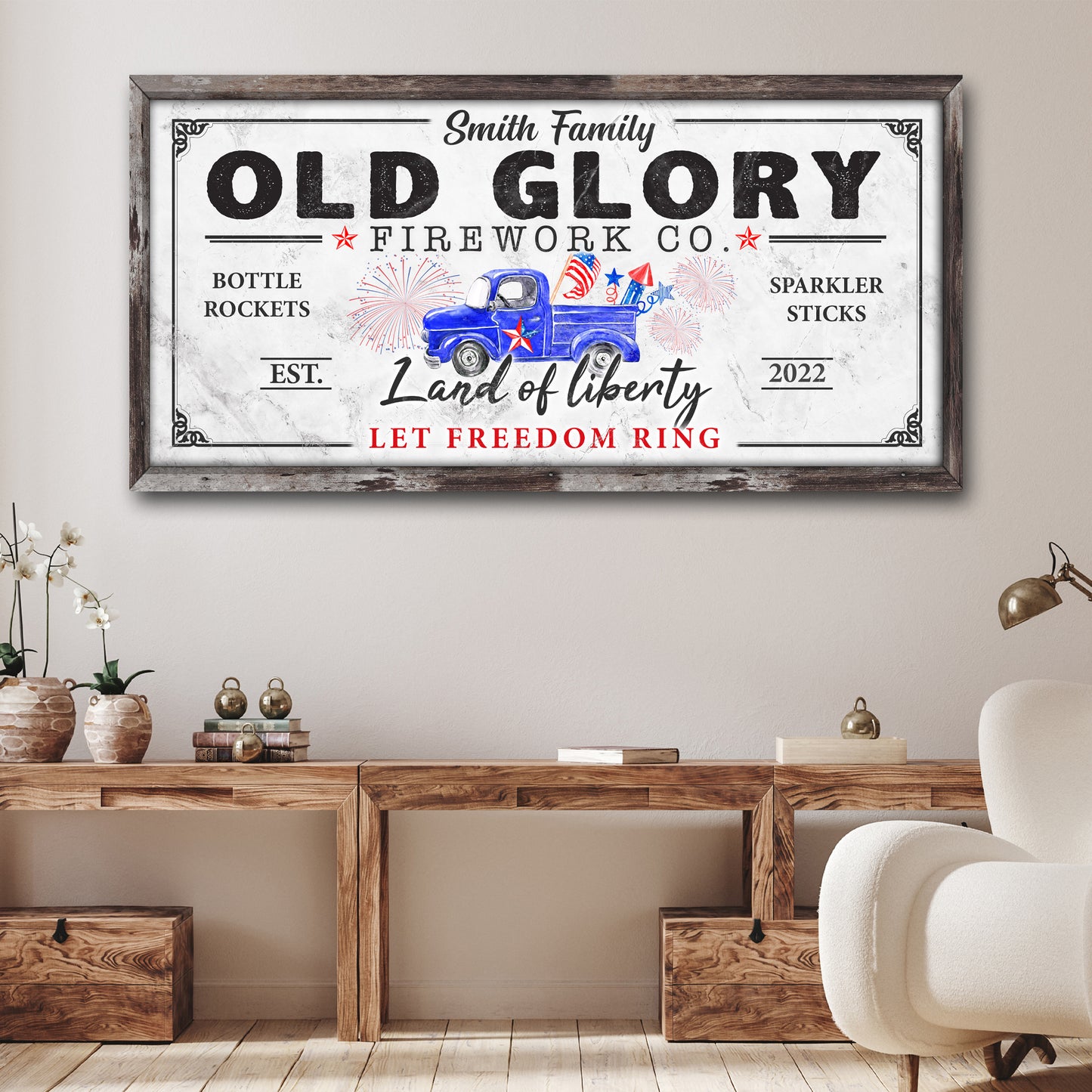 Old Glory Firework Co Let Freedom Ring Sign - Image by Tailored Canvases