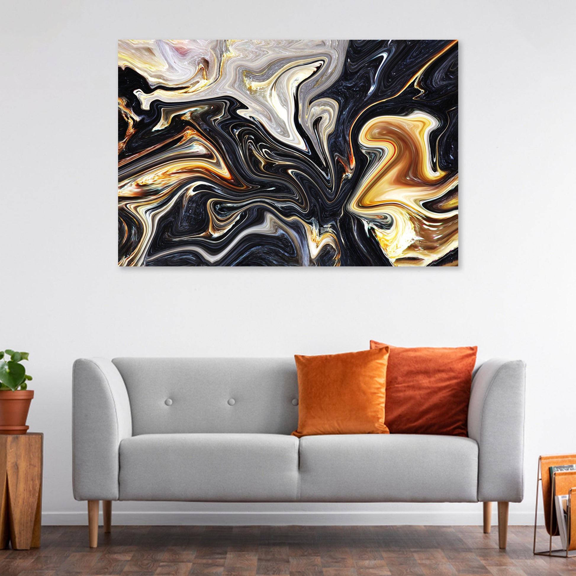 Black Gold Mix Abstract Canvas Wall Art - Image by Tailored Canvases