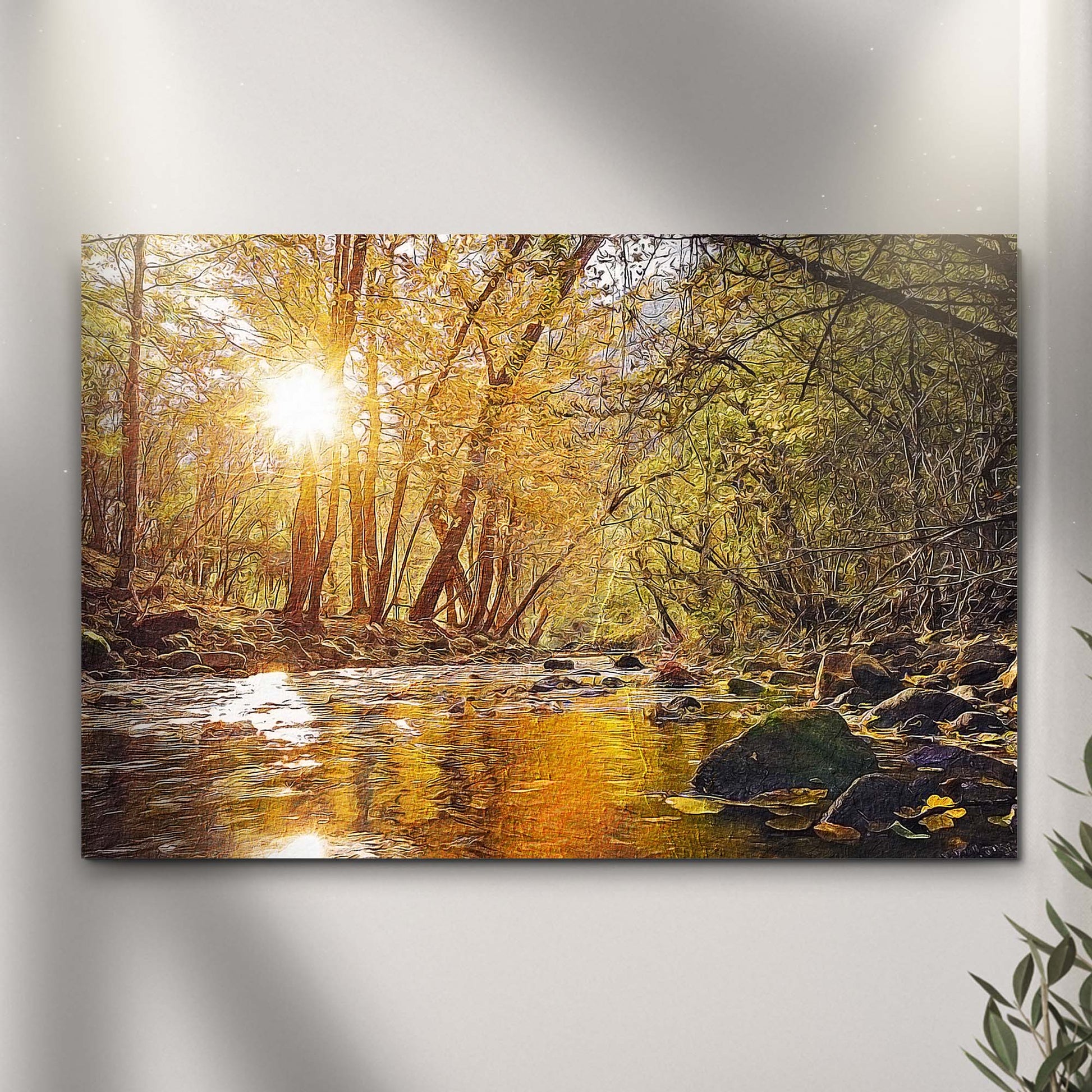 Sunlit River Woods Wall Art - Image by Tailored Canvases