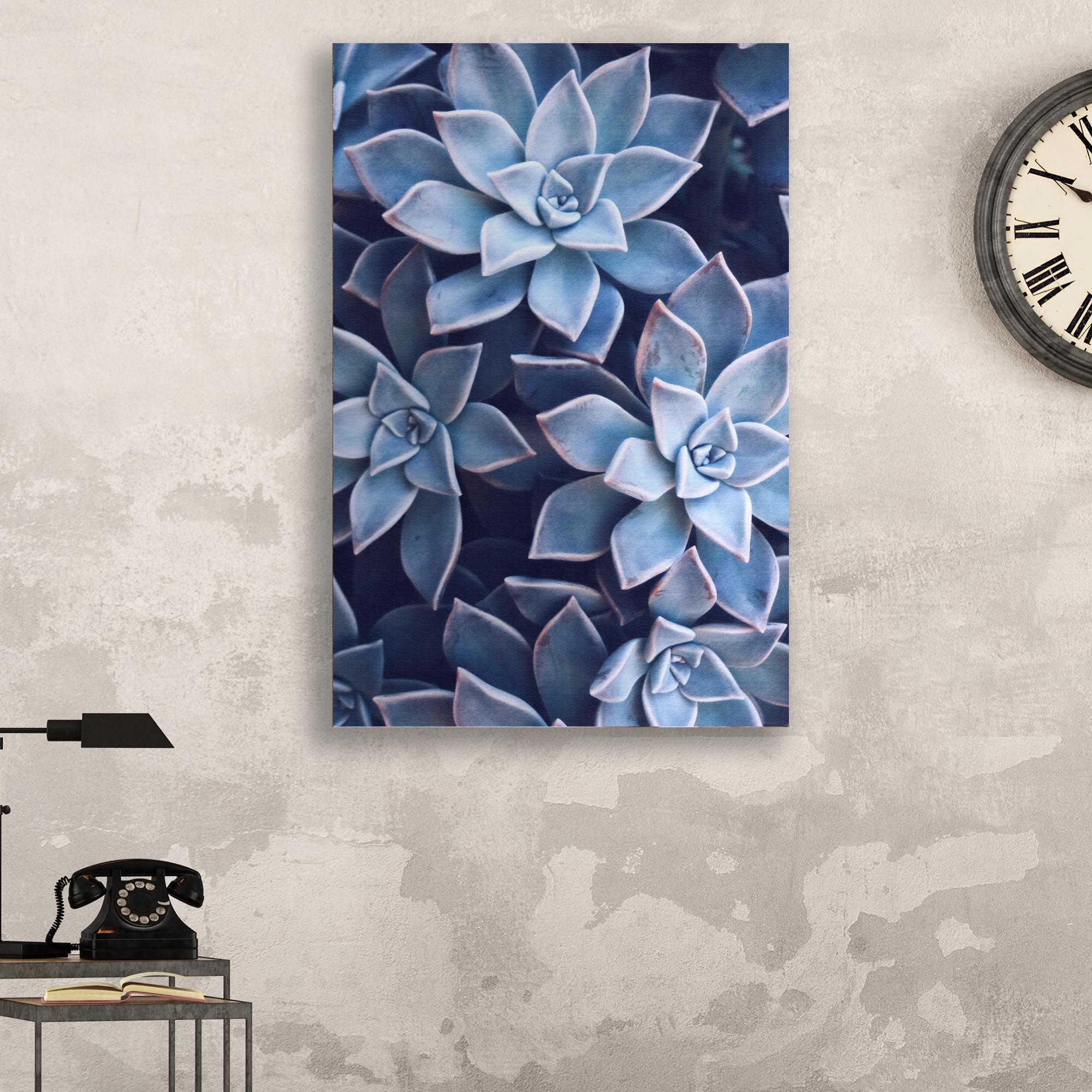 succulent wall art canvas Teal Rose Succulent Canvas Wall Art – Tailored Canvases