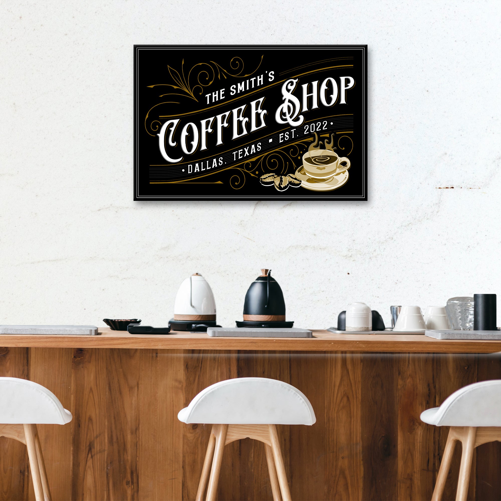 Coffee Shop Sign V Personalized Canvas Wall Art Tailored Canvases