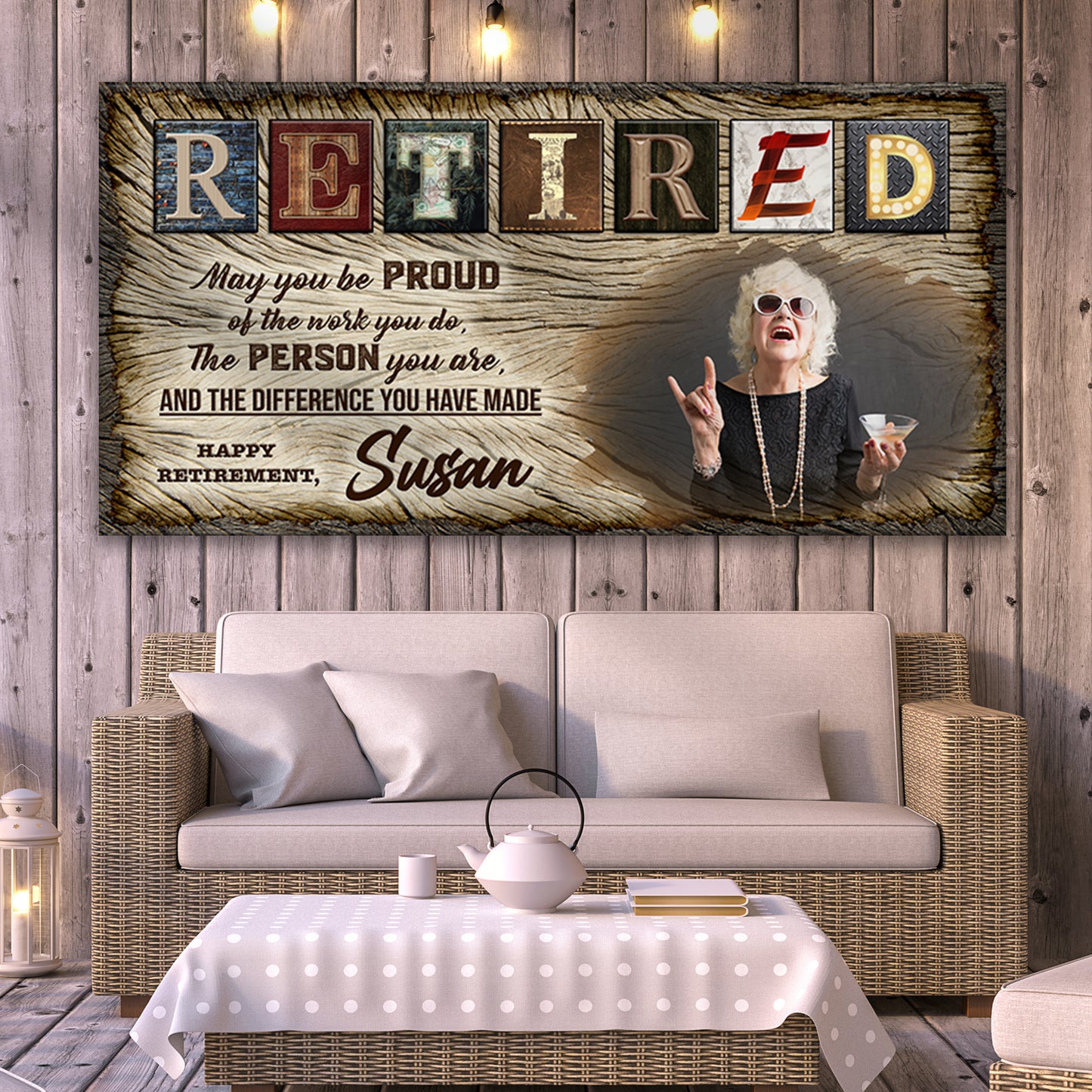 Happy Retirement Sign Style 1 - Image by Tailored Canvases