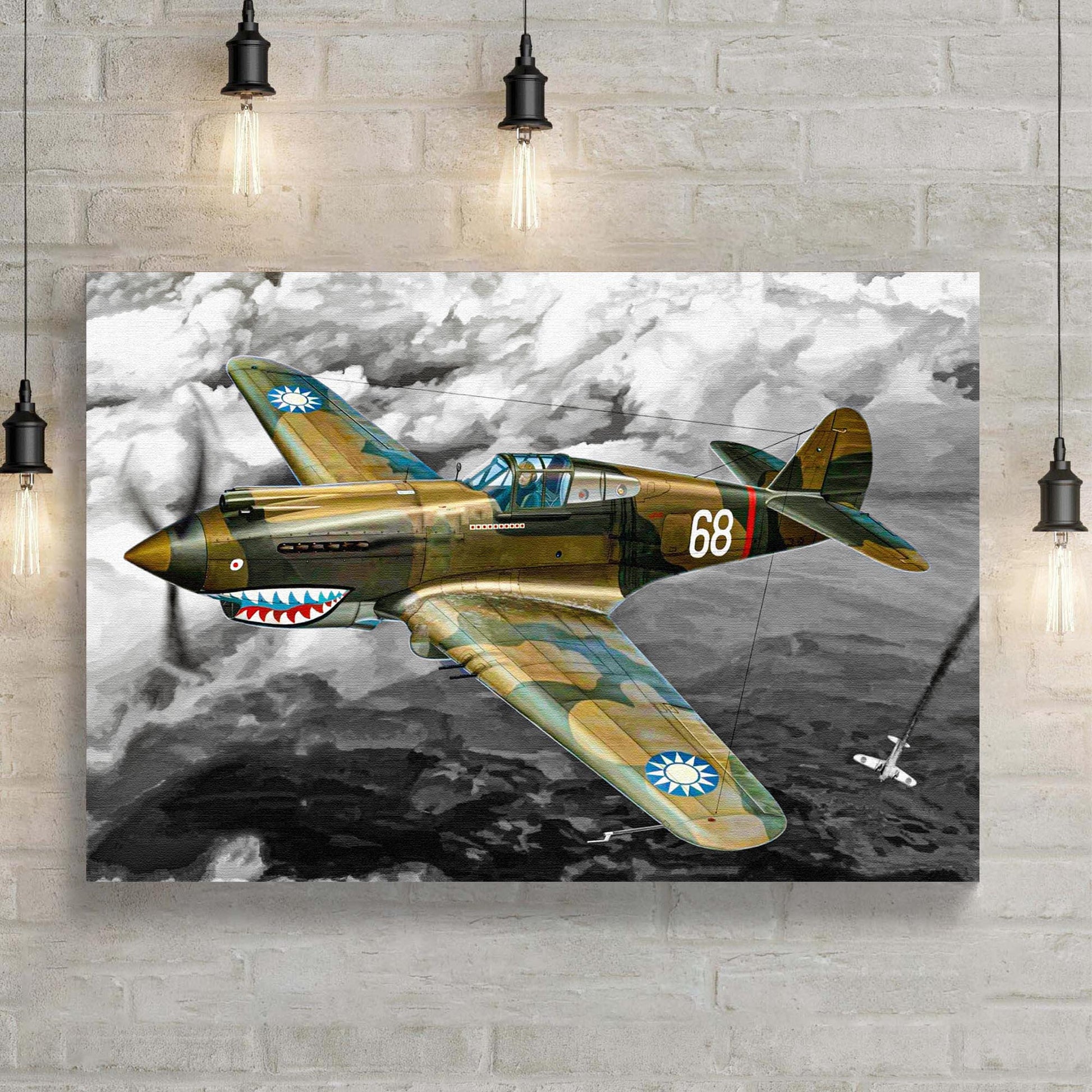 Fighter Plane Kittyhawk Pop Canvas Wall Art Style 1 - Image by Tailored Canvases